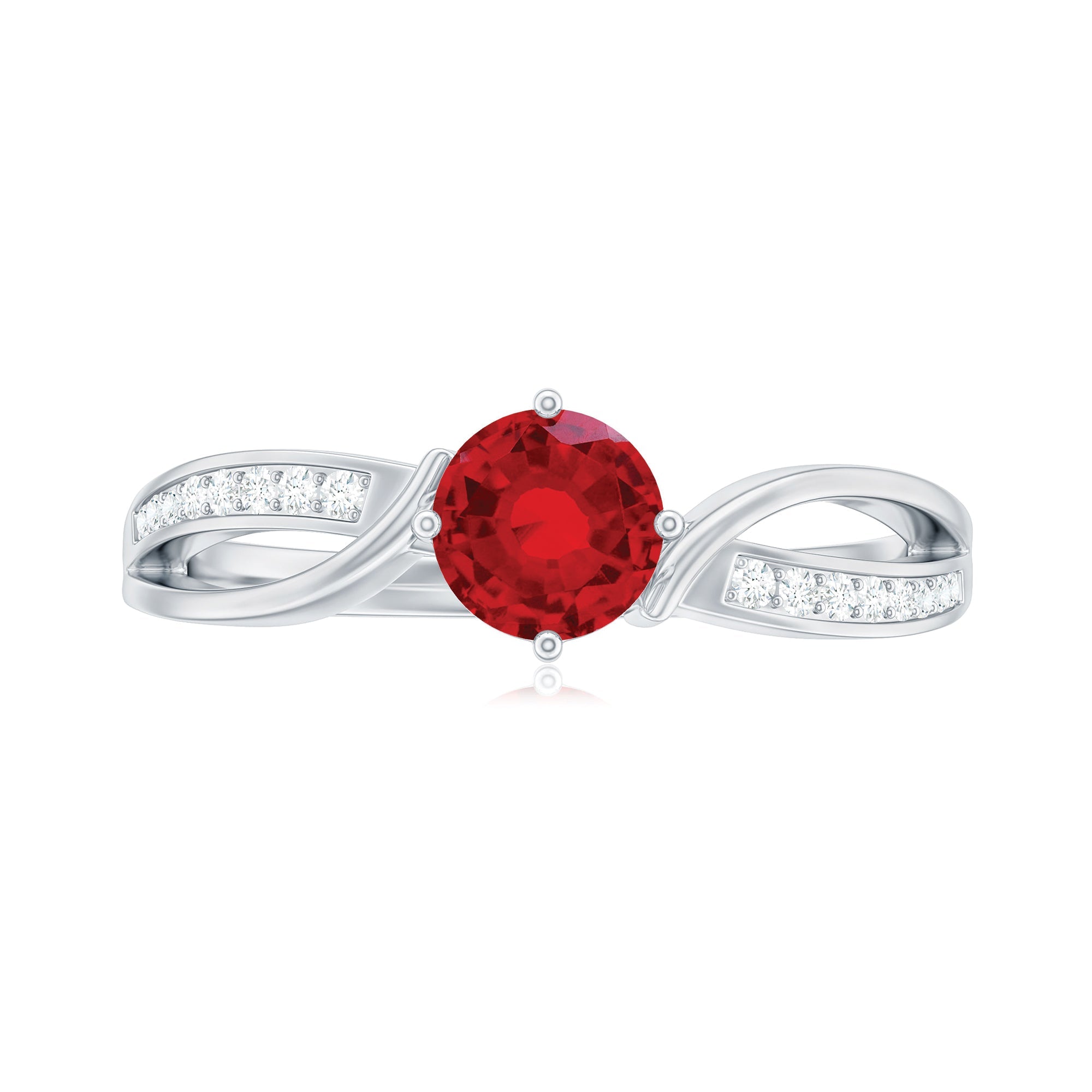 Solitaire Lab Created Ruby Infinity Engagement Ring with Diamonds