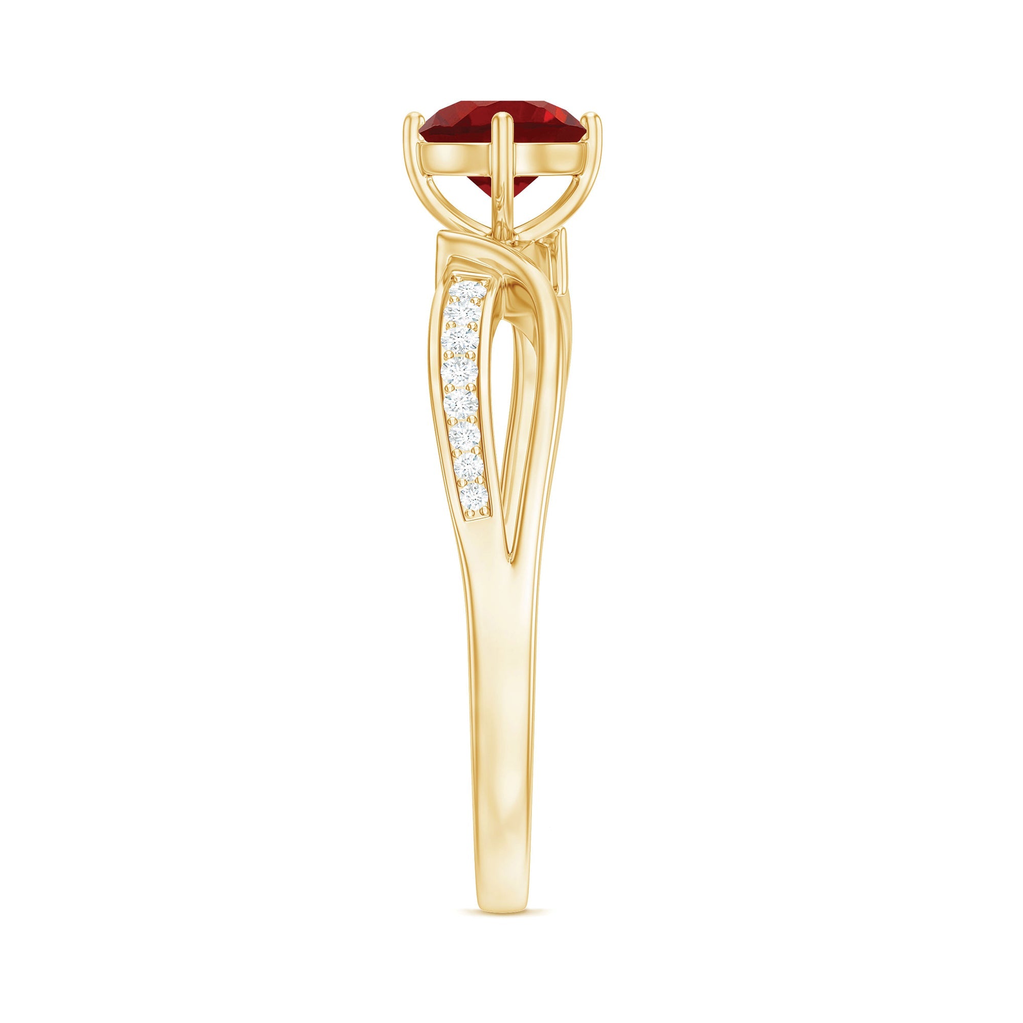 Solitaire Lab Created Ruby Infinity Engagement Ring with Diamonds