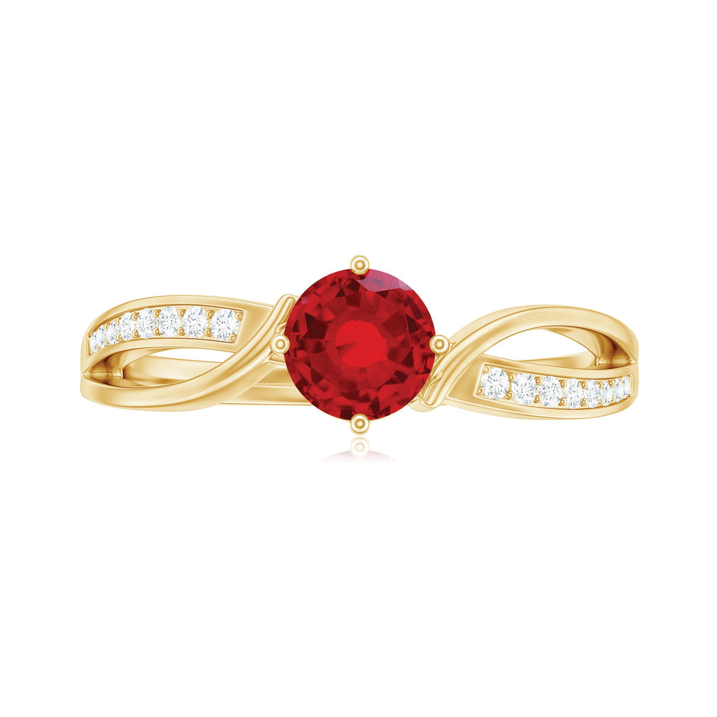 Solitaire Lab Created Ruby Infinity Engagement Ring with Diamonds