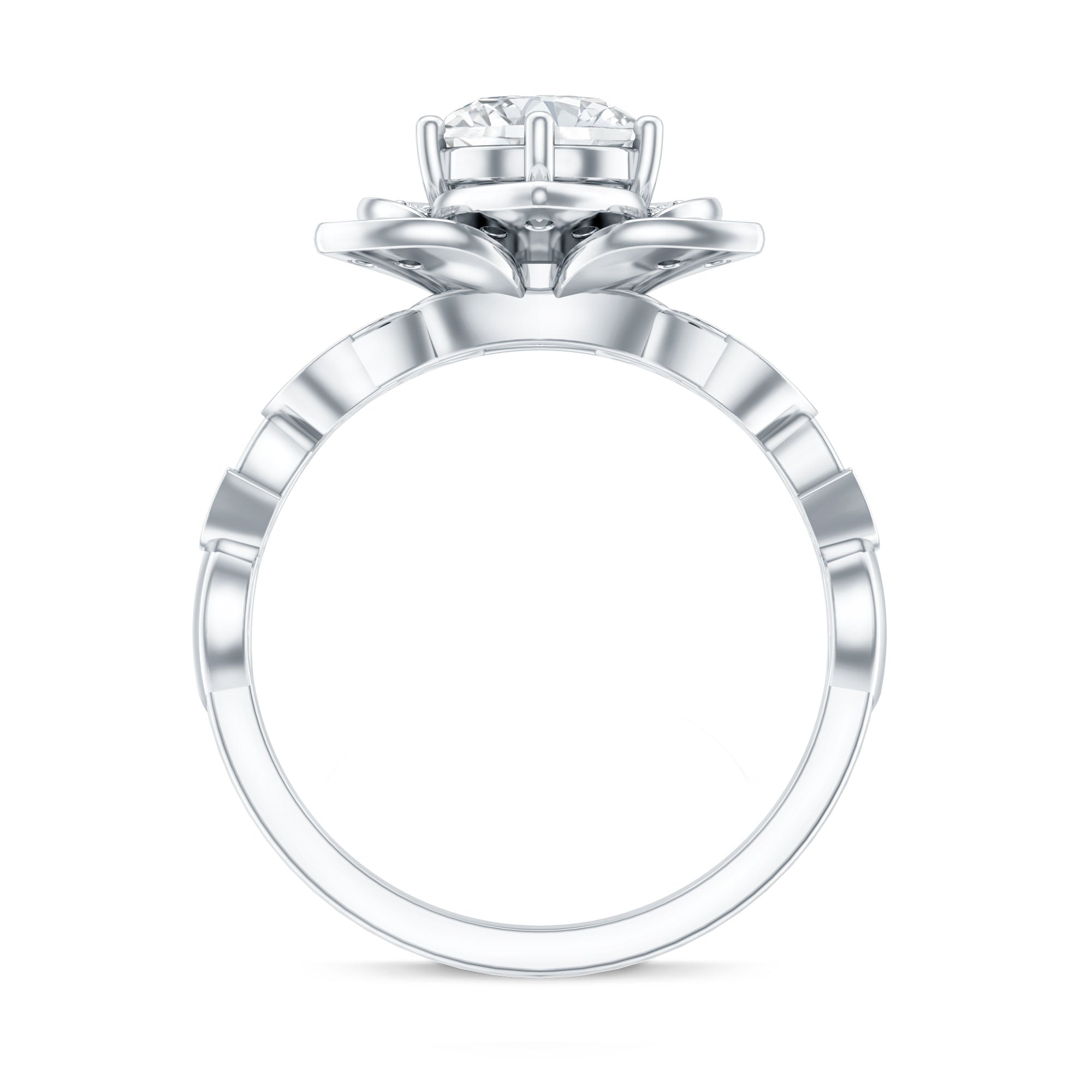 Nature Inspired Moissanite Flower Engagement Ring with Certificate