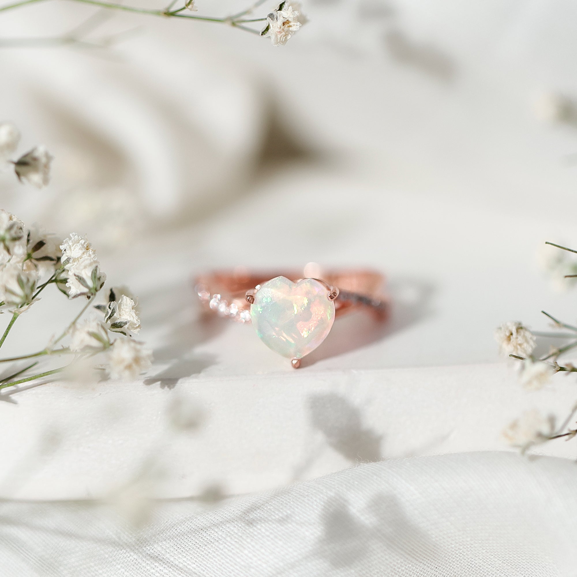Natural 2 Carat Ethiopian Opal Heart Shaped Engagement Ring With Certificate