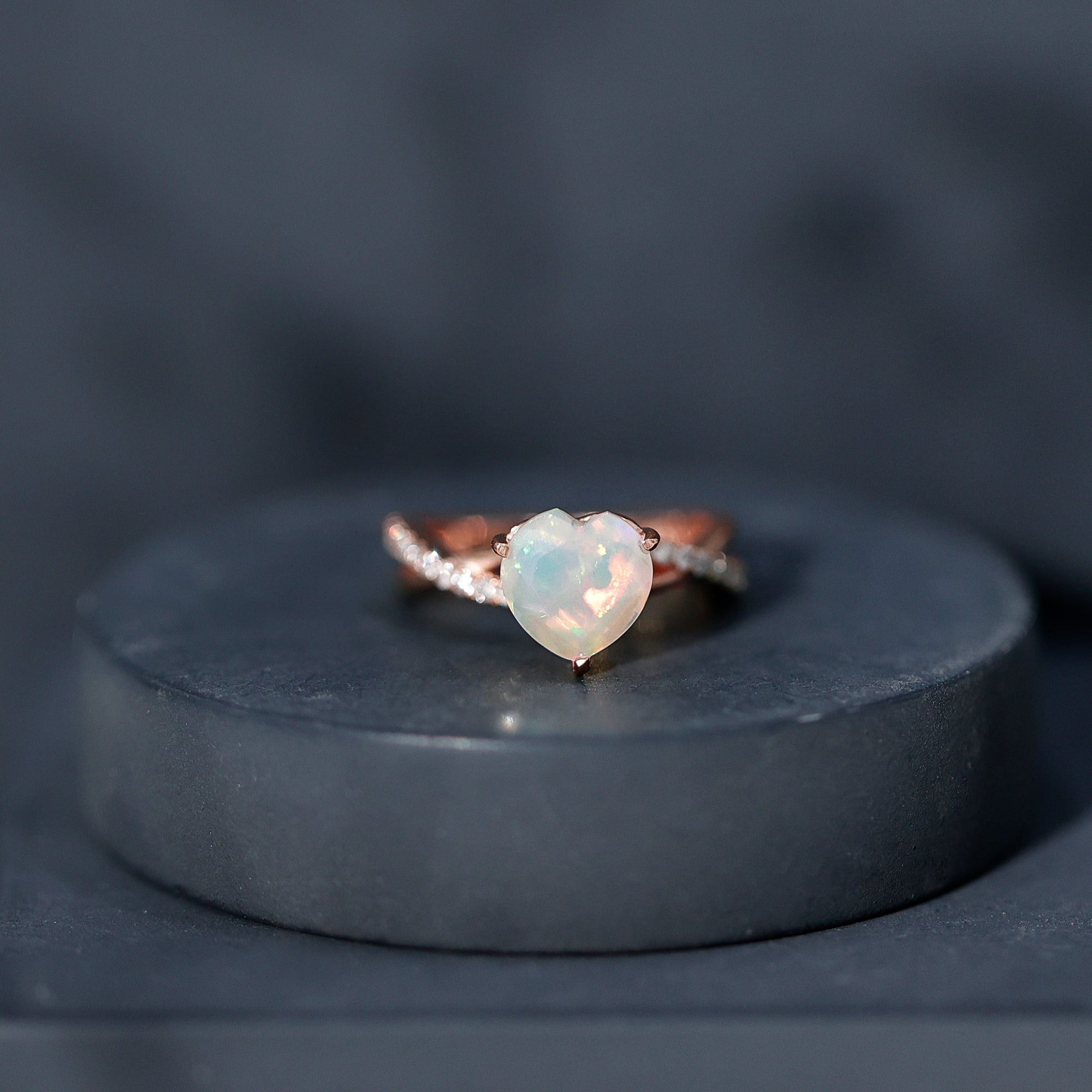 Natural 2 Carat Ethiopian Opal Heart Shaped Engagement Ring With Certificate
