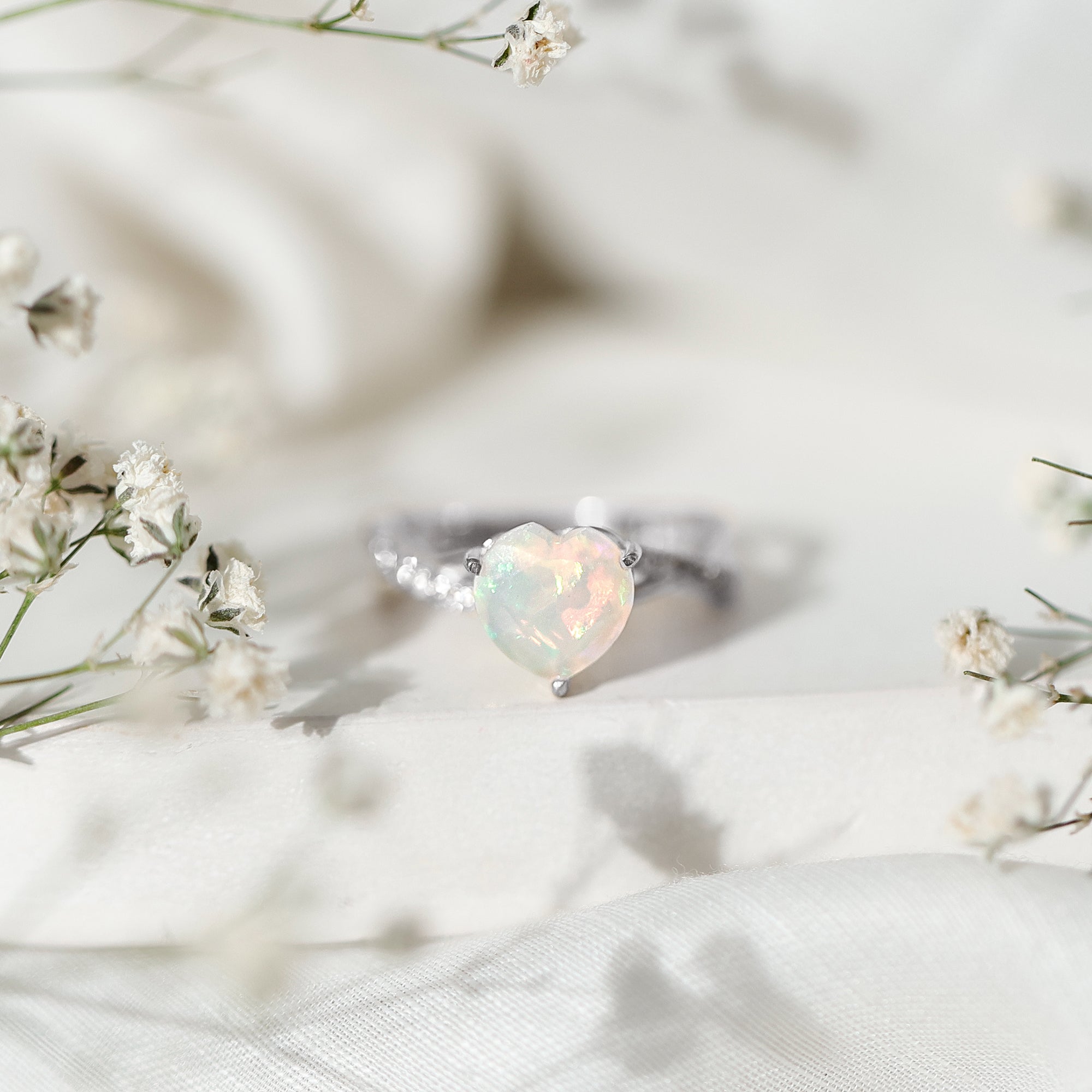 Natural 2 Carat Ethiopian Opal Heart Shaped Engagement Ring With Certificate
