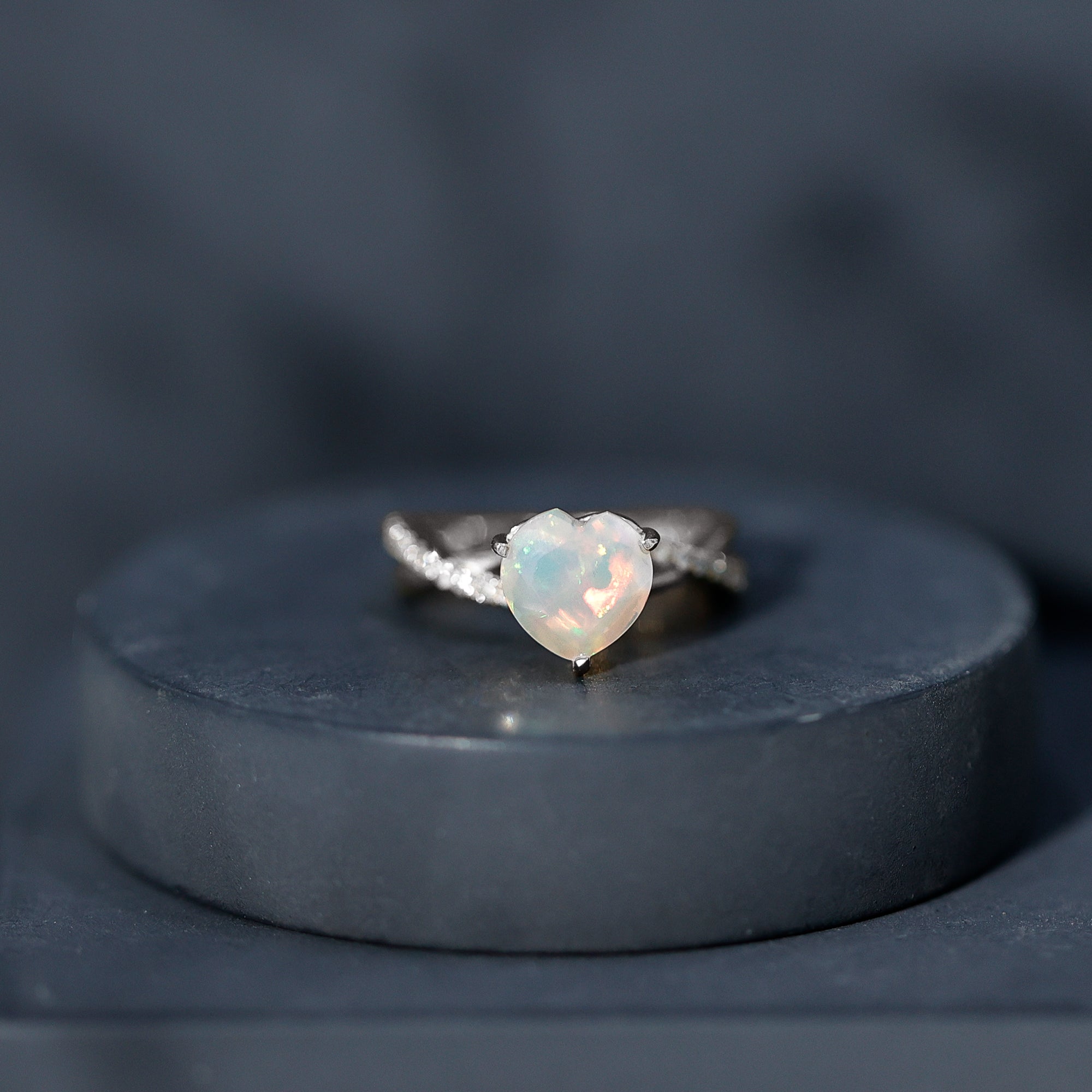 Natural 2 Carat Ethiopian Opal Heart Shaped Engagement Ring With Certificate