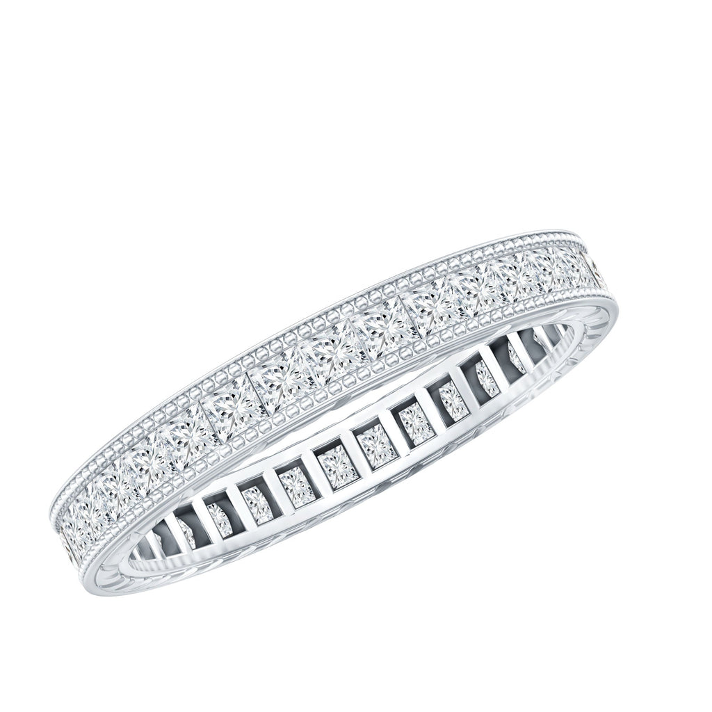 Channel Set Princess Cut Moissanite Eternity Band Ring