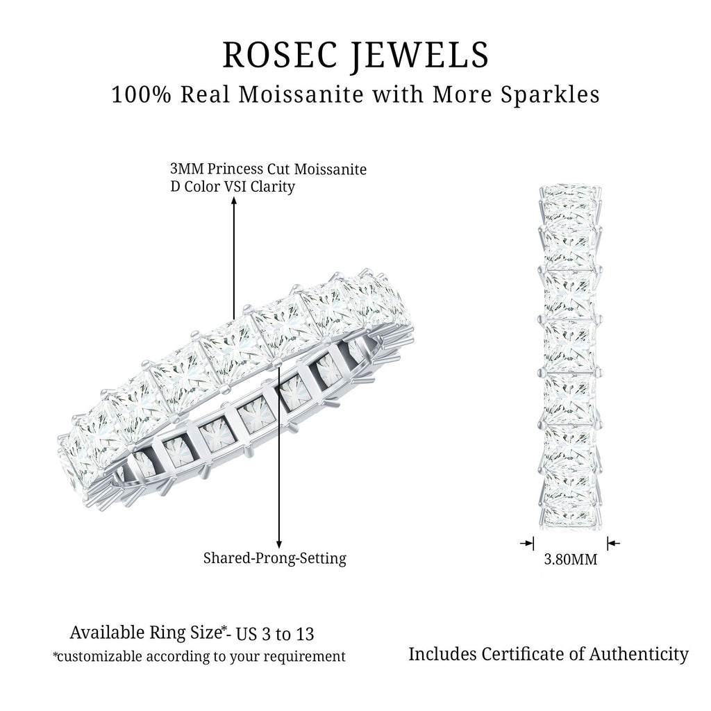 Princess Cut Moissanite Full Eternity Ring with Certificate