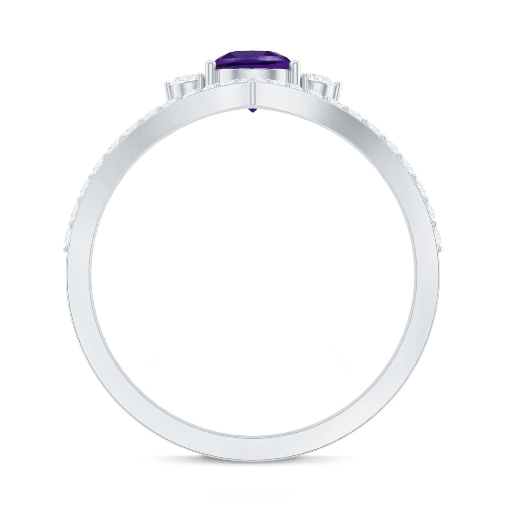 Pear Amethyst and Diamond Designer Ring