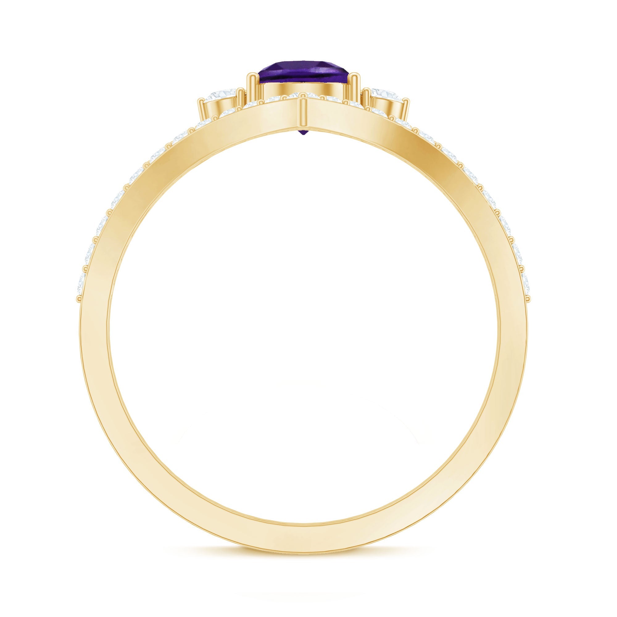 Pear Amethyst and Diamond Designer Ring