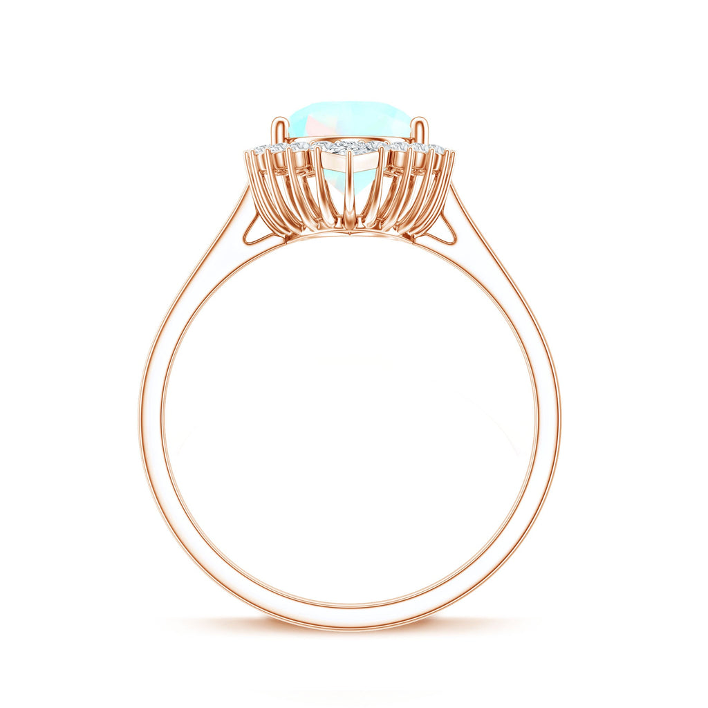 Certified Real 2 Carat Ethiopian Rainbow Opal Teardrop Engagement Ring with Diamond Halo