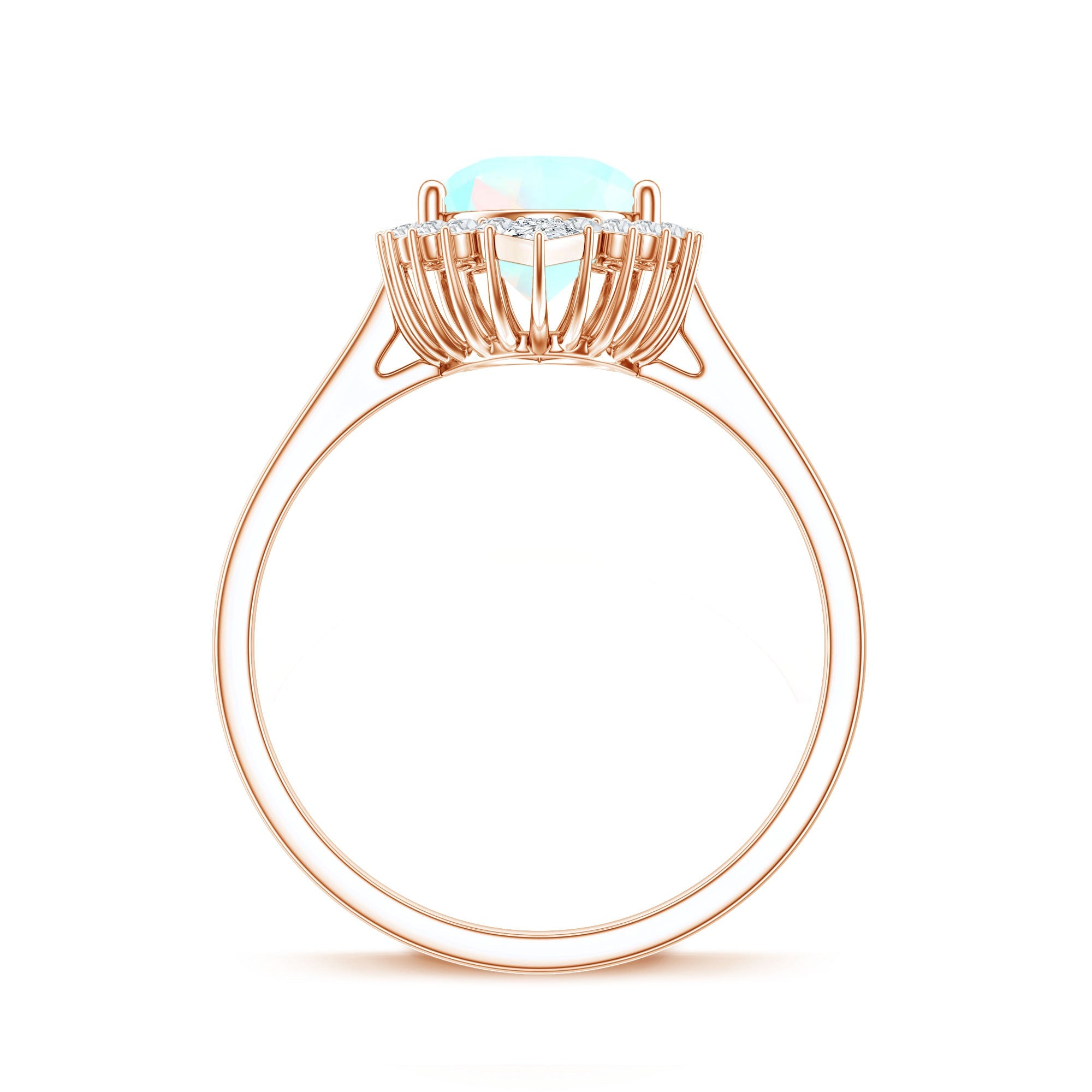 Certified Real 2 Carat Ethiopian Rainbow Opal Teardrop Engagement Ring with Diamond Halo