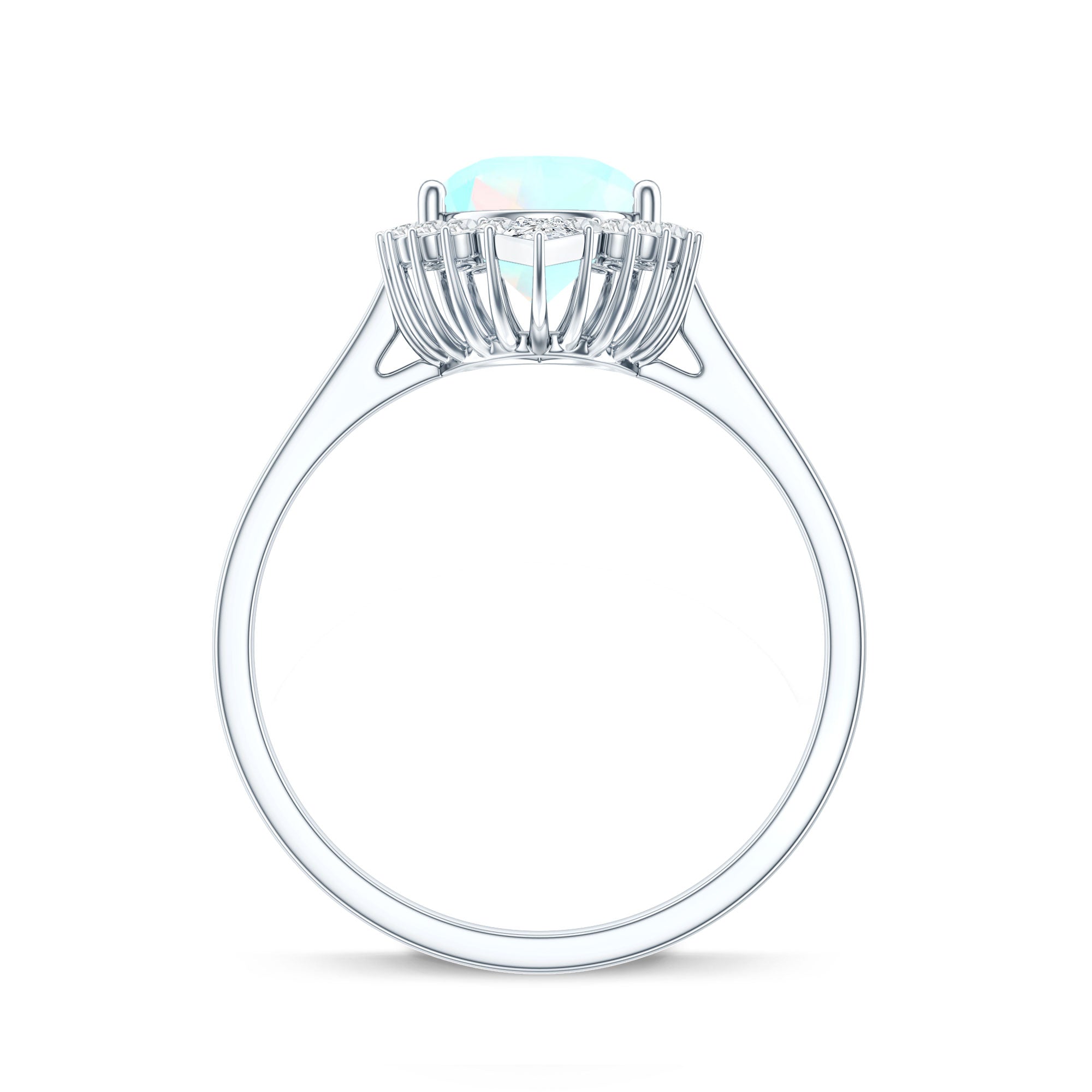 Certified Real 2 Carat Ethiopian Rainbow Opal Teardrop Engagement Ring with Diamond Halo