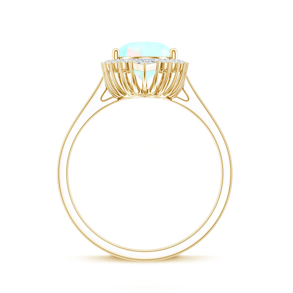 Certified Real 2 Carat Ethiopian Rainbow Opal Teardrop Engagement Ring with Diamond Halo