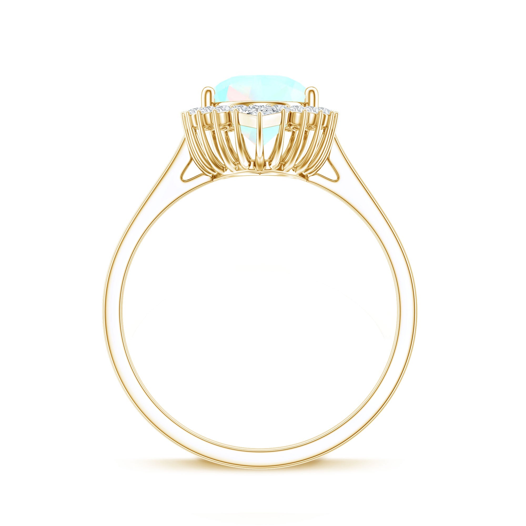 Certified Real 2 Carat Ethiopian Rainbow Opal Teardrop Engagement Ring with Diamond Halo