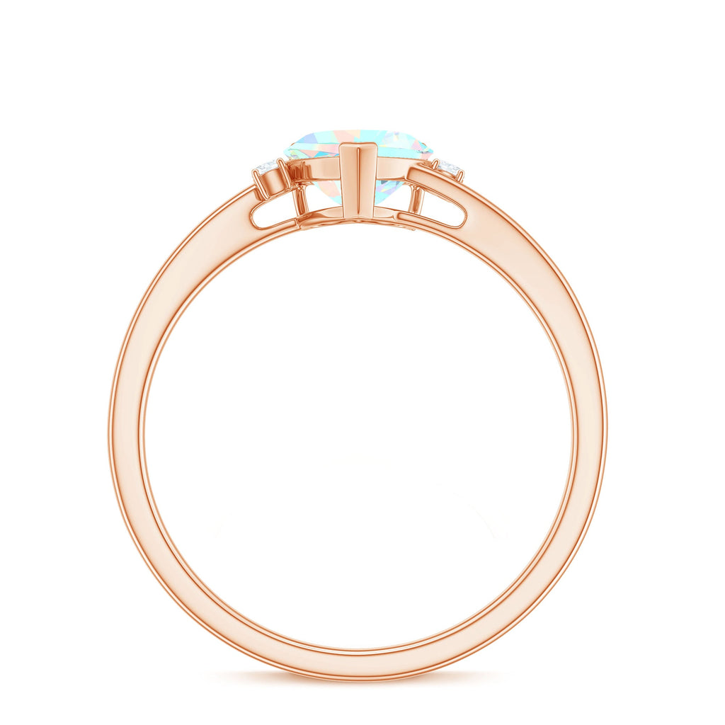 Genuine 0.7 Ethiopian Opal Diamond Heart Shaped Promise Ring with Bypass Shank