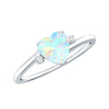 Genuine 0.7 Ethiopian Opal Diamond Heart Shaped Promise Ring with Bypass Shank