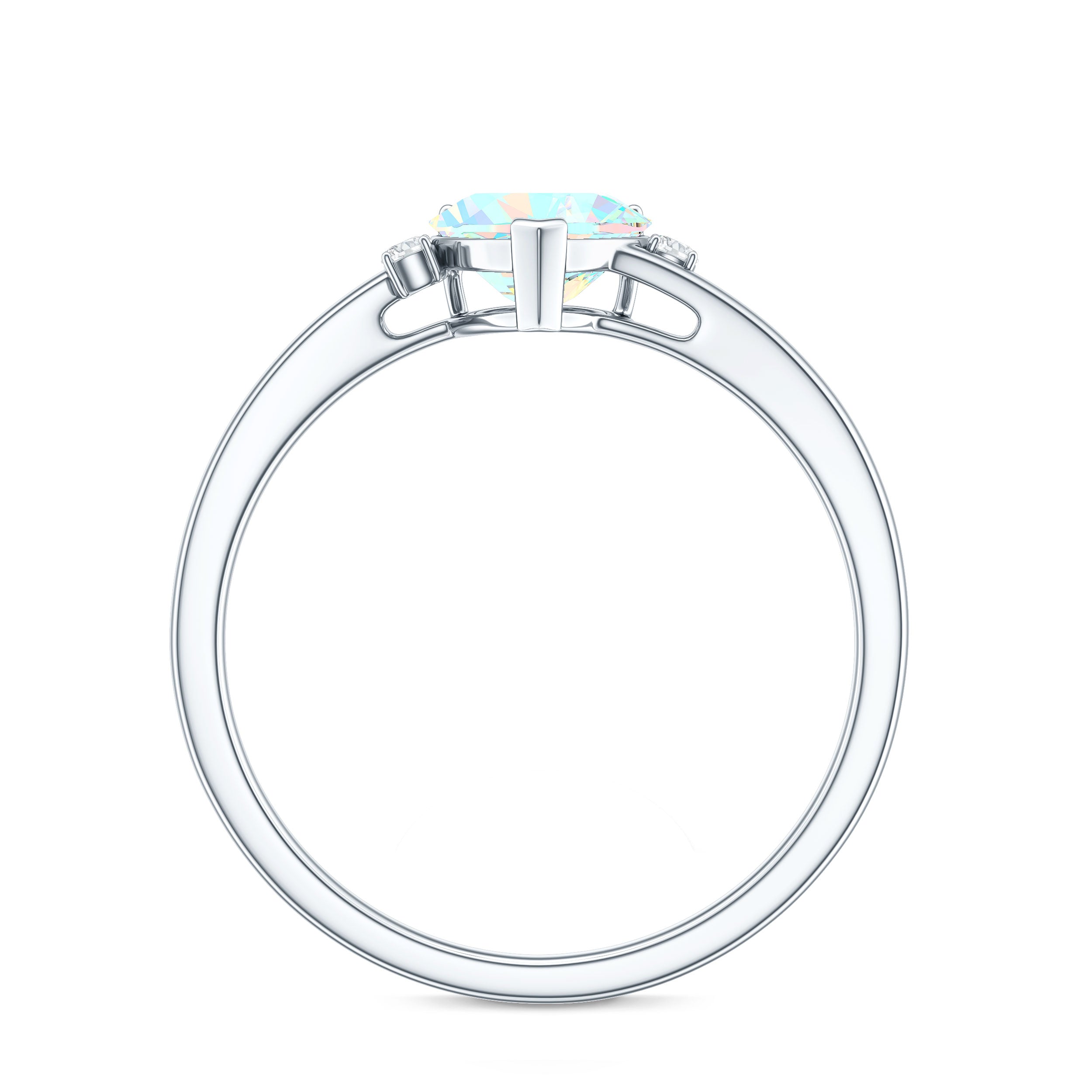 Genuine 0.7 Ethiopian Opal Diamond Heart Shaped Promise Ring with Bypass Shank