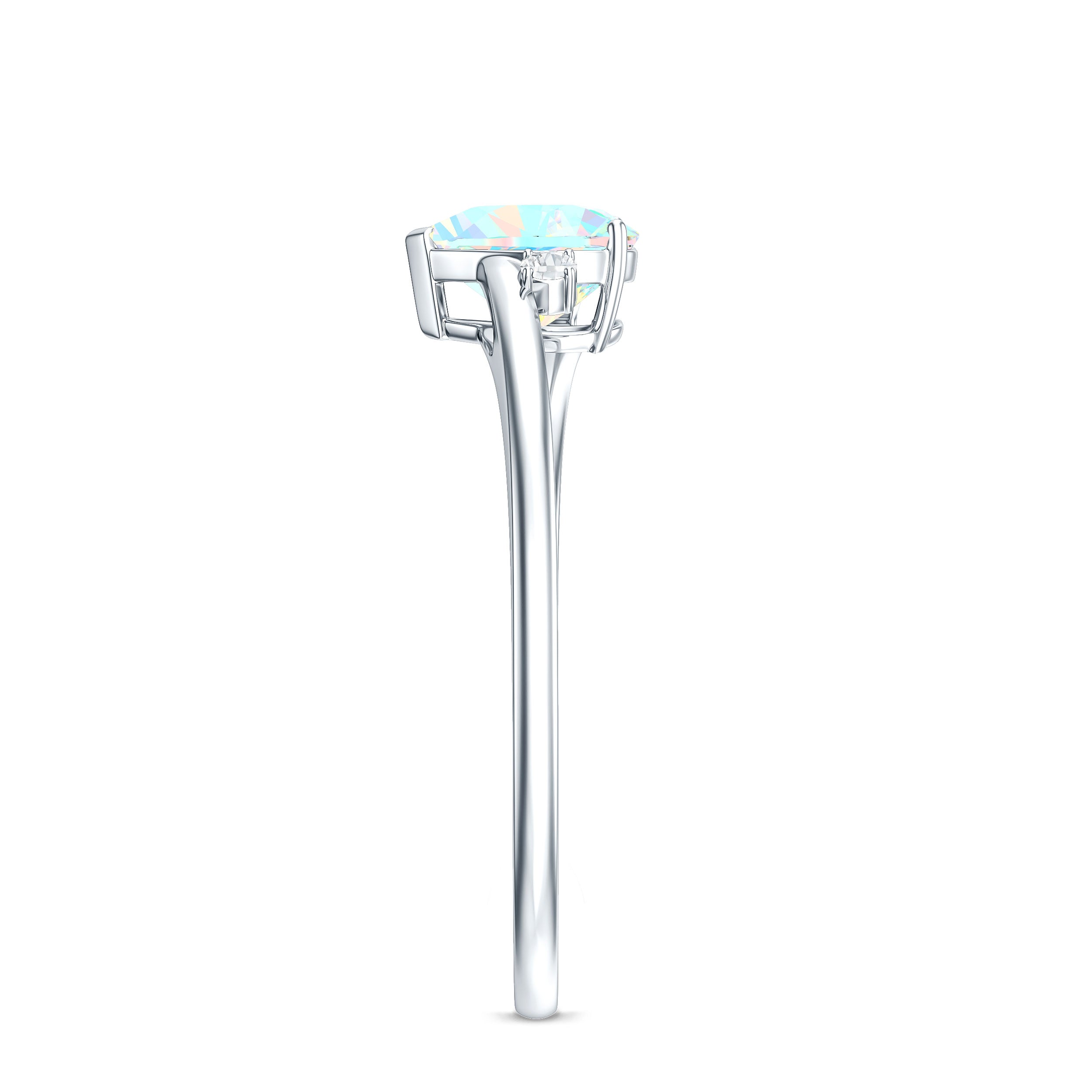 Genuine 0.7 Ethiopian Opal Diamond Heart Shaped Promise Ring with Bypass Shank