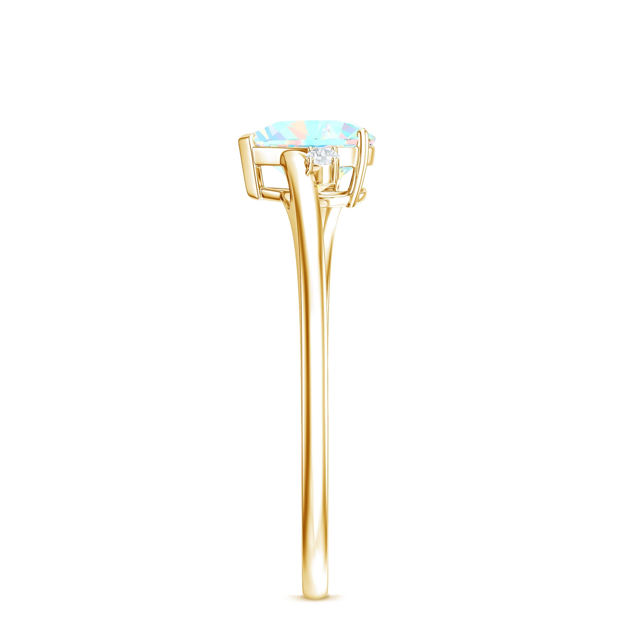 Genuine 0.7 Ethiopian Opal Diamond Heart Shaped Promise Ring with Bypass Shank