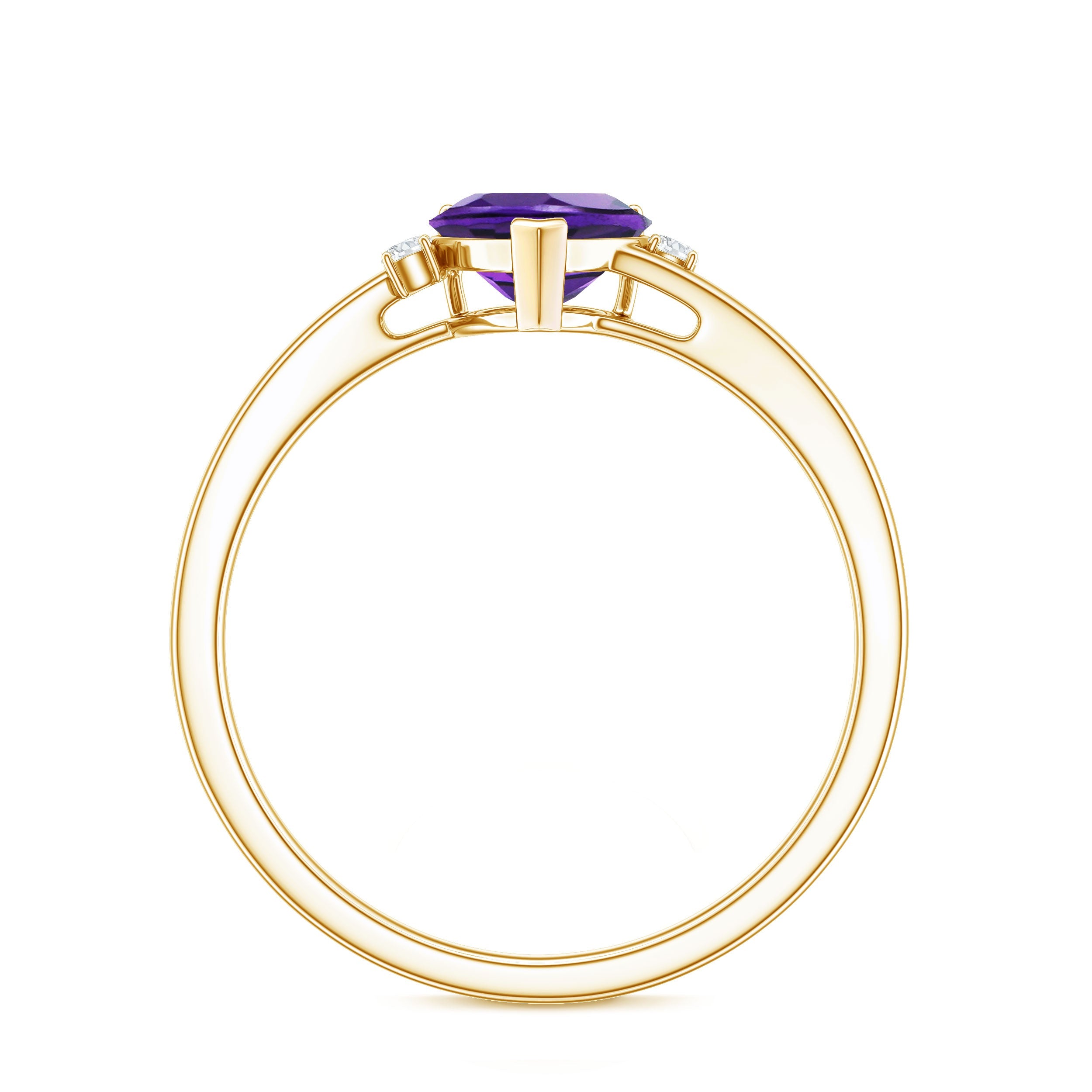 Natural 0.9 Carat Amethyst Heart Engagement Ring with Moissanite