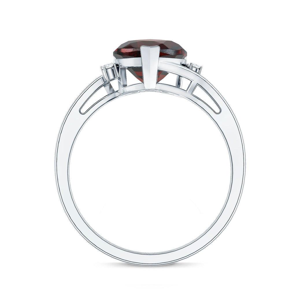 Genuine 4 Carat Garnet Heart Shaped Engagement Ring with Diamond
