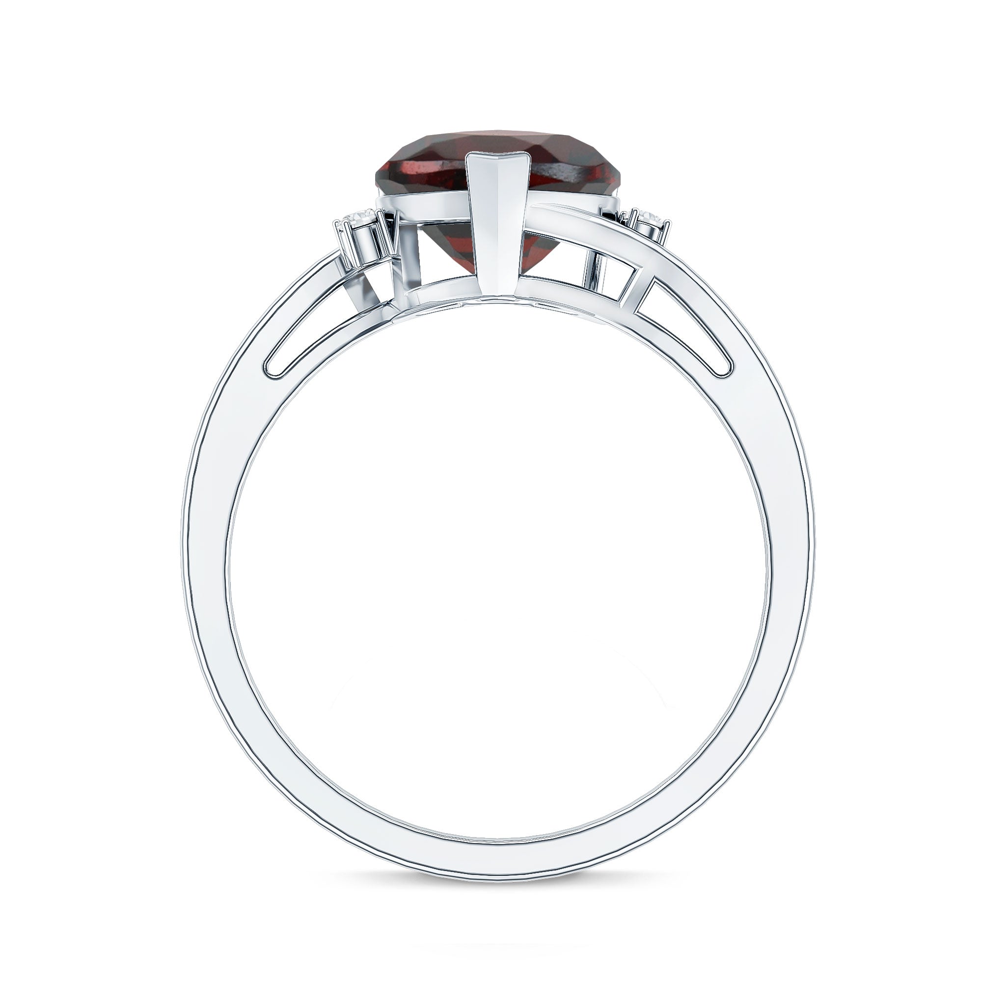 Genuine 4 Carat Garnet Heart Shaped Engagement Ring with Diamond