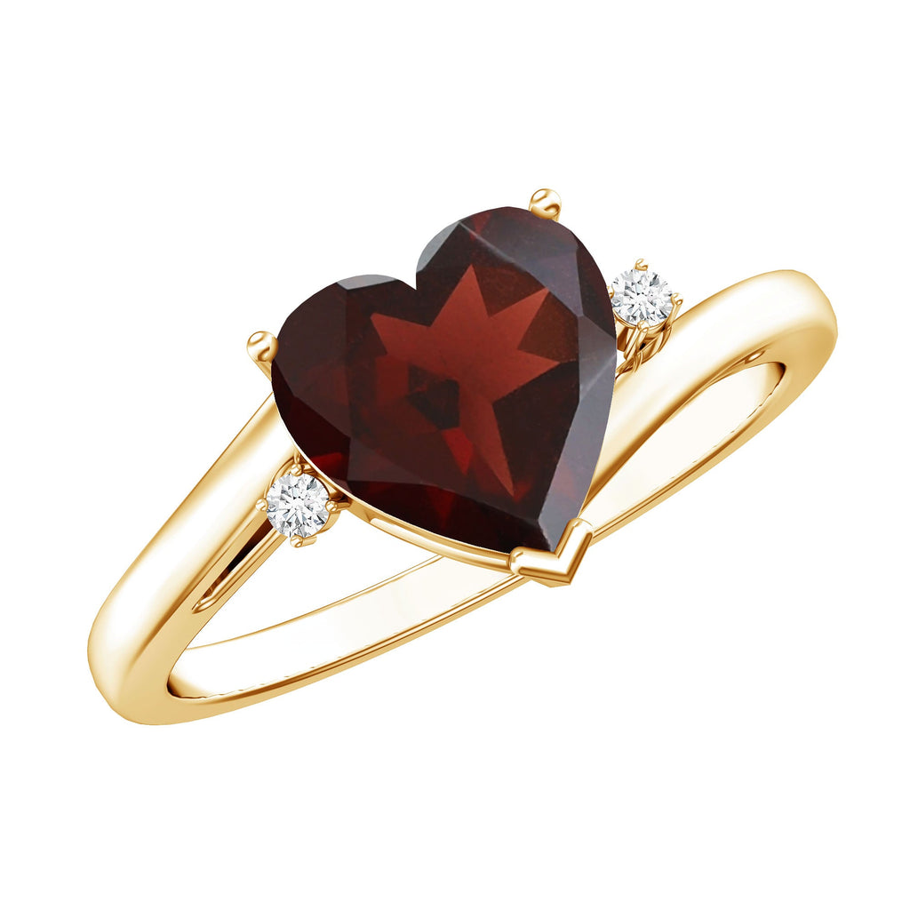 Genuine 4 Carat Garnet Heart Shaped Engagement Ring with Diamond