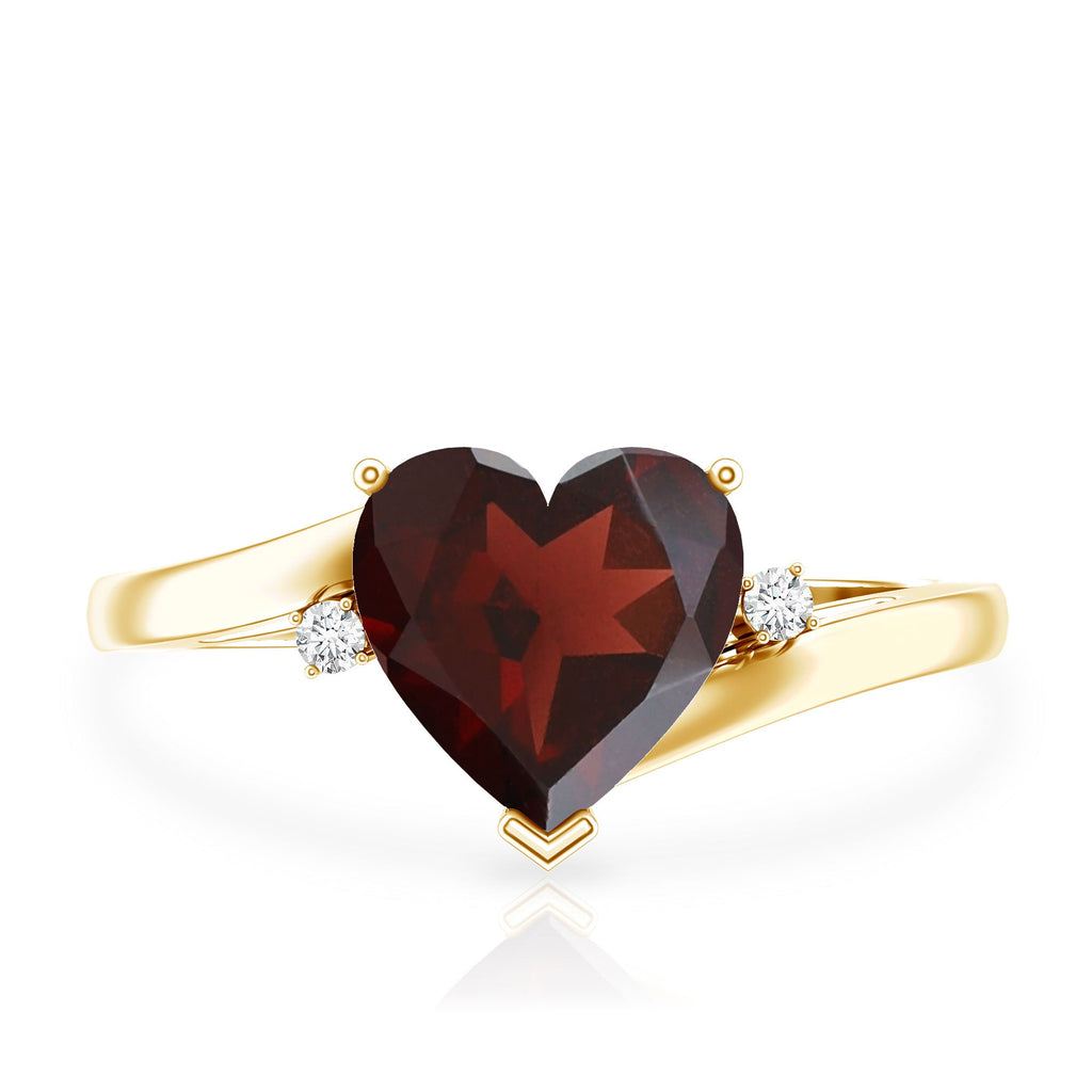 Genuine 4 Carat Garnet Heart Shaped Engagement Ring with Diamond