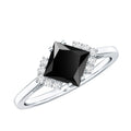1 Carat Lab Grown Black and White Diamond Princess Cut Engagement Ring