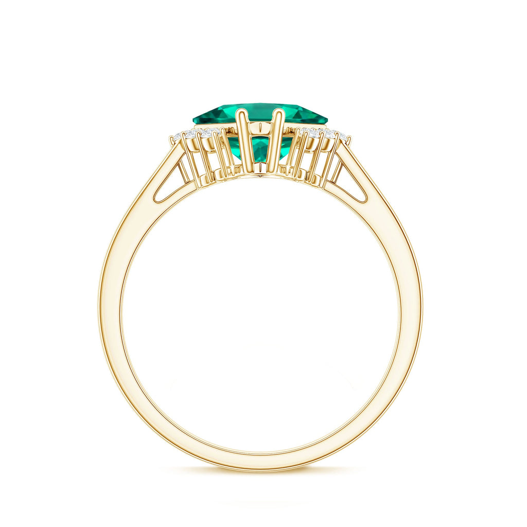 Certified 2.4 Carat Lab Grown Emerald Princess Cut Engagement Ring with Diamond