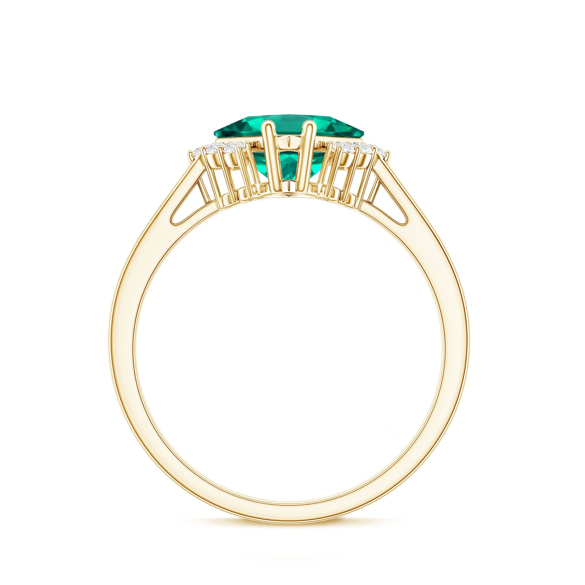 Certified 2.4 Carat Lab Grown Emerald Princess Cut Engagement Ring with Diamond