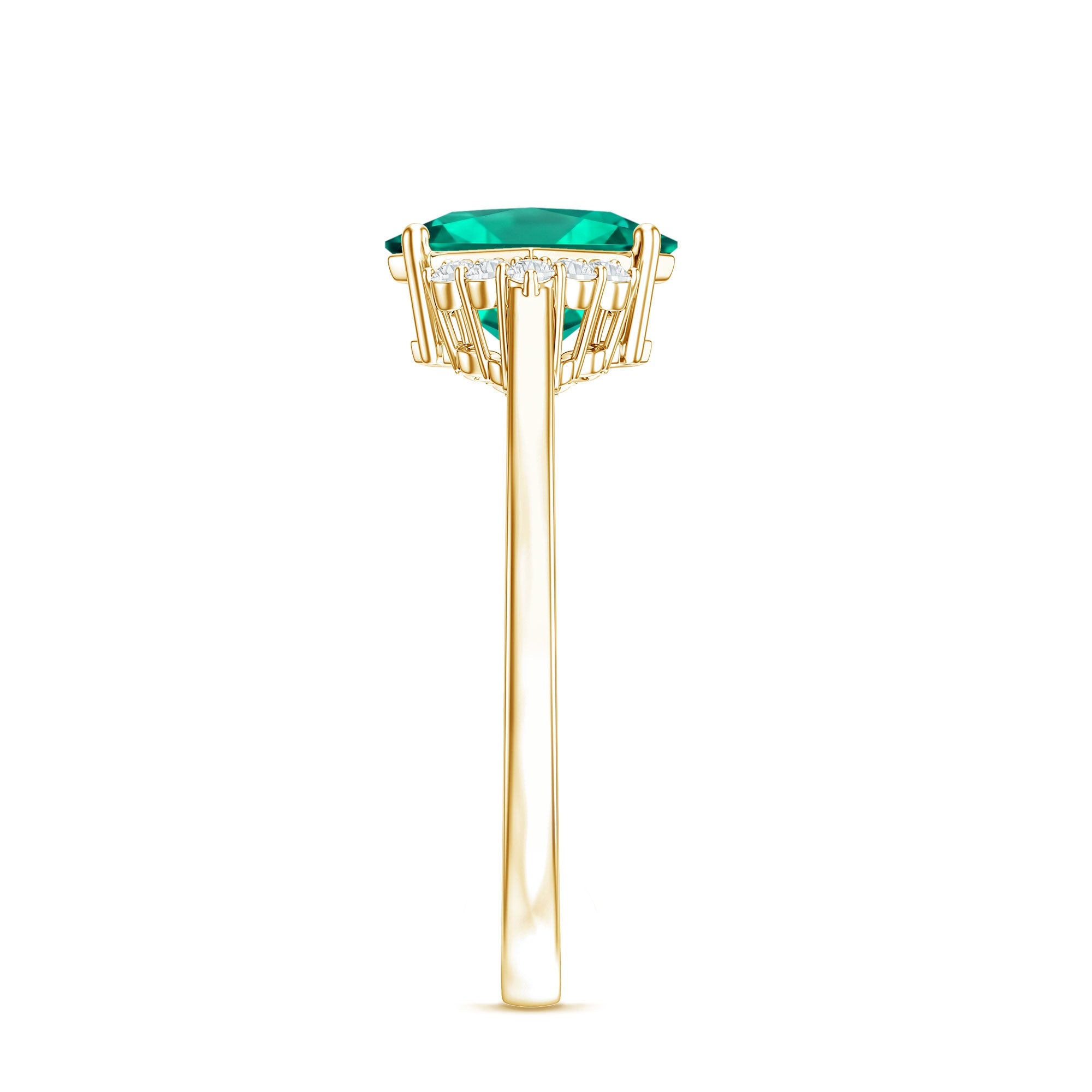 Certified 2.4 Carat Lab Grown Emerald Princess Cut Engagement Ring with Diamond