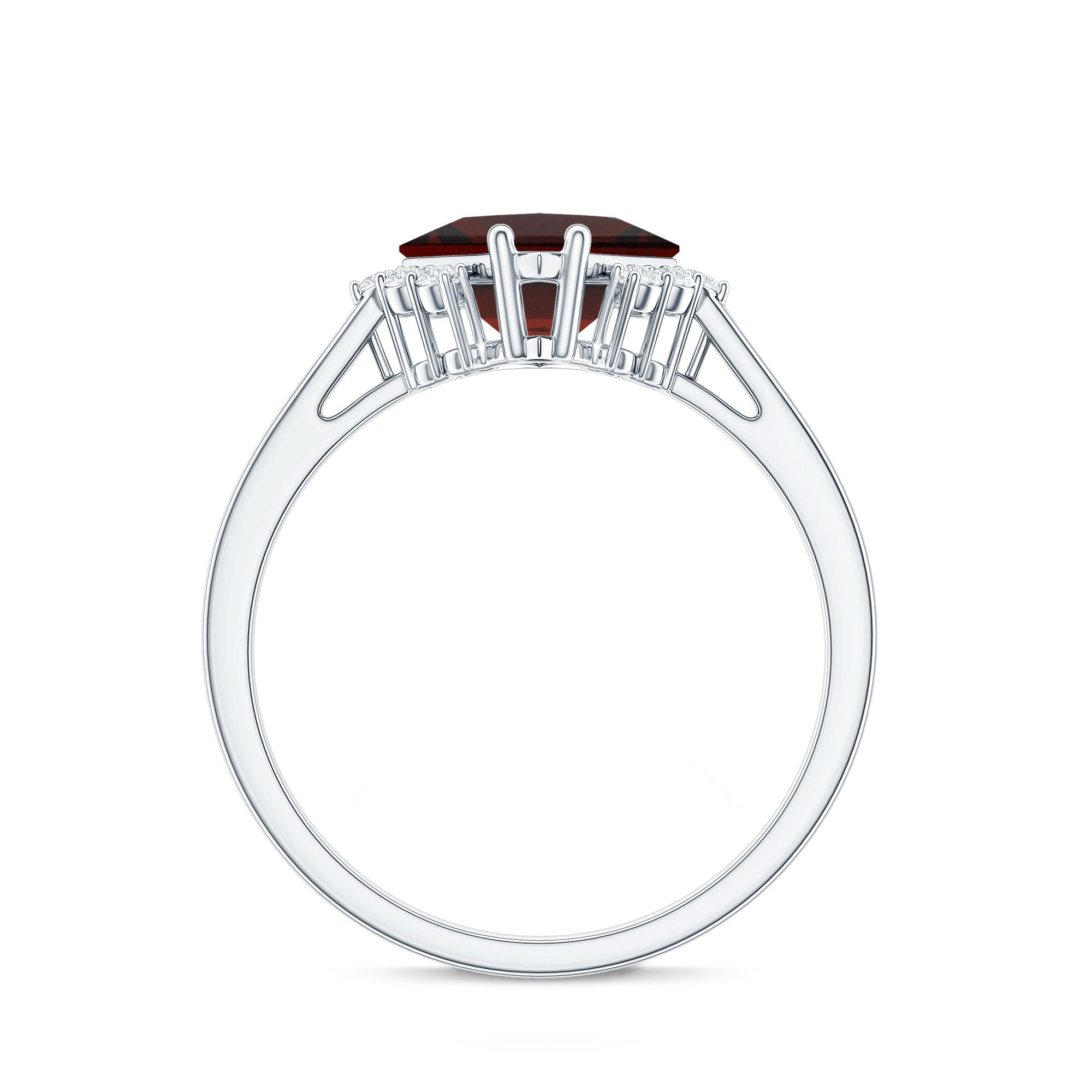 Certified Natural Garnet Princess Cut Engagement Ring with Diamond