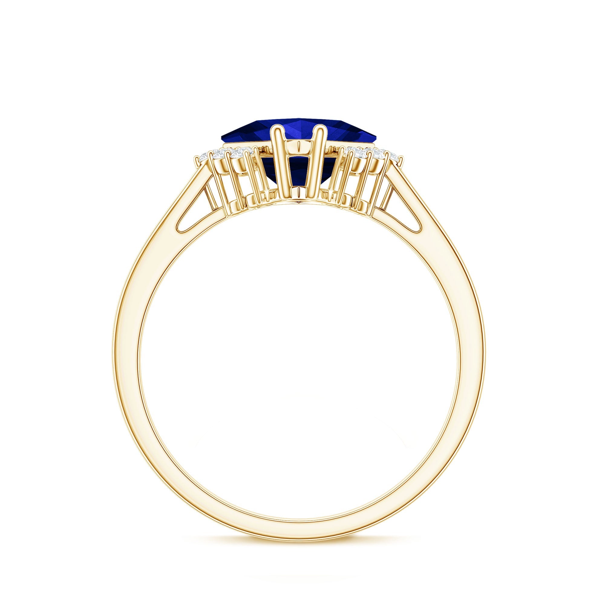 Certified 1.5 Carat Princess Cut Lab Grown Blue Sapphire Engagement Ring with Diamond