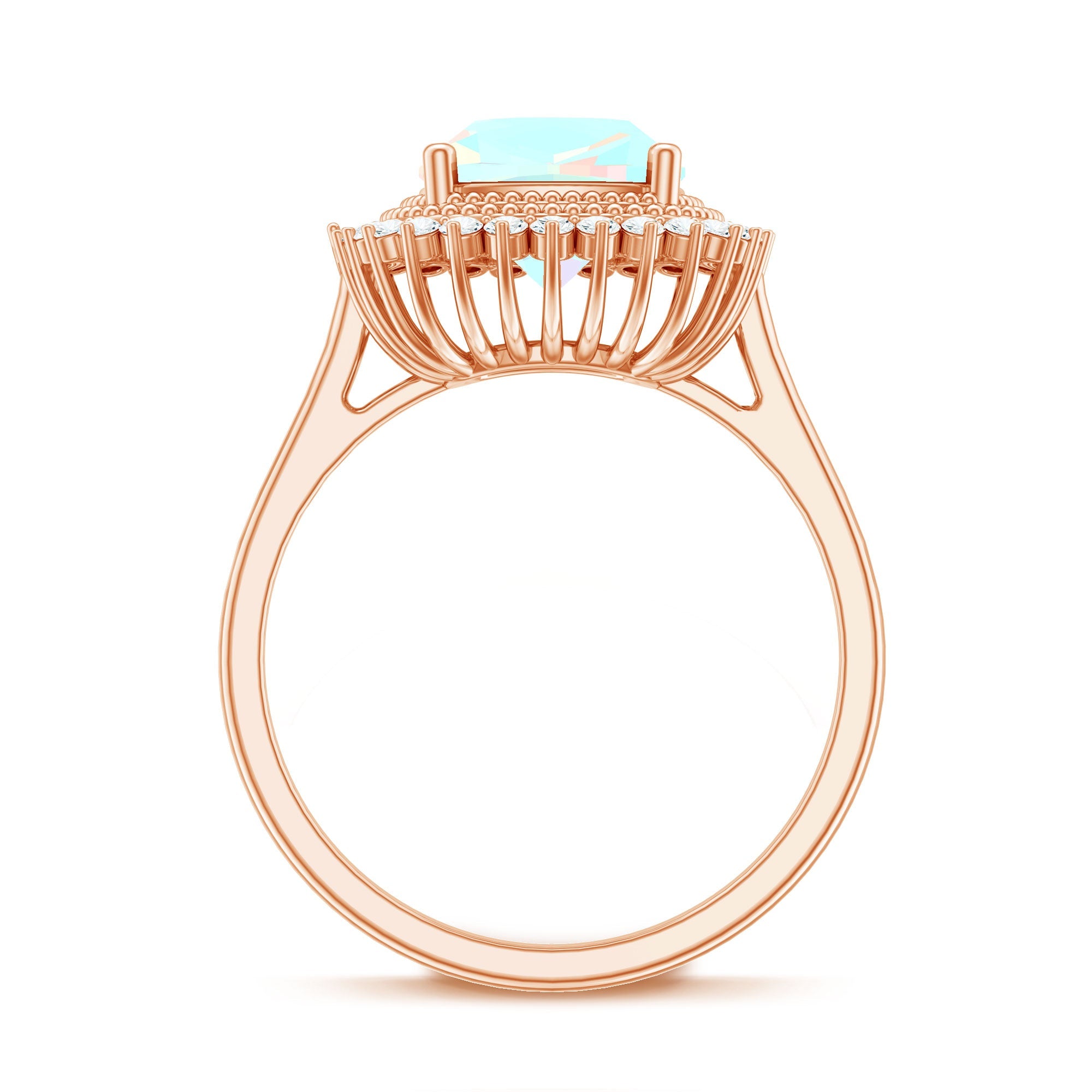 Natural 1.8 Carat Cushion Cut Opalescent Vintage Looking Engagement Ring with Diamond Halo