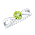 Natural 0.5 Carat Peridot Infinity Promise Ring with Diamond