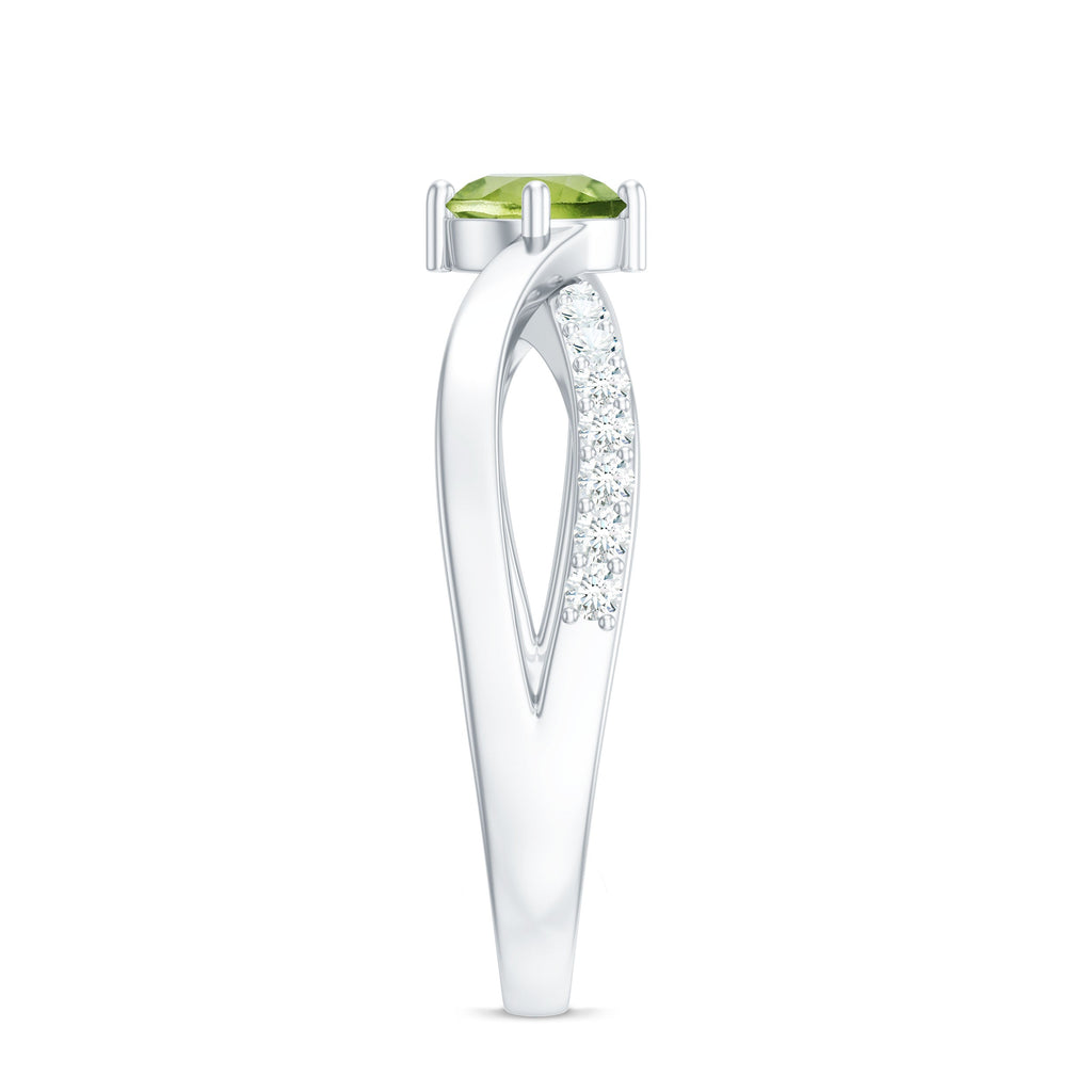 Natural 0.5 Carat Peridot Infinity Promise Ring with Diamond