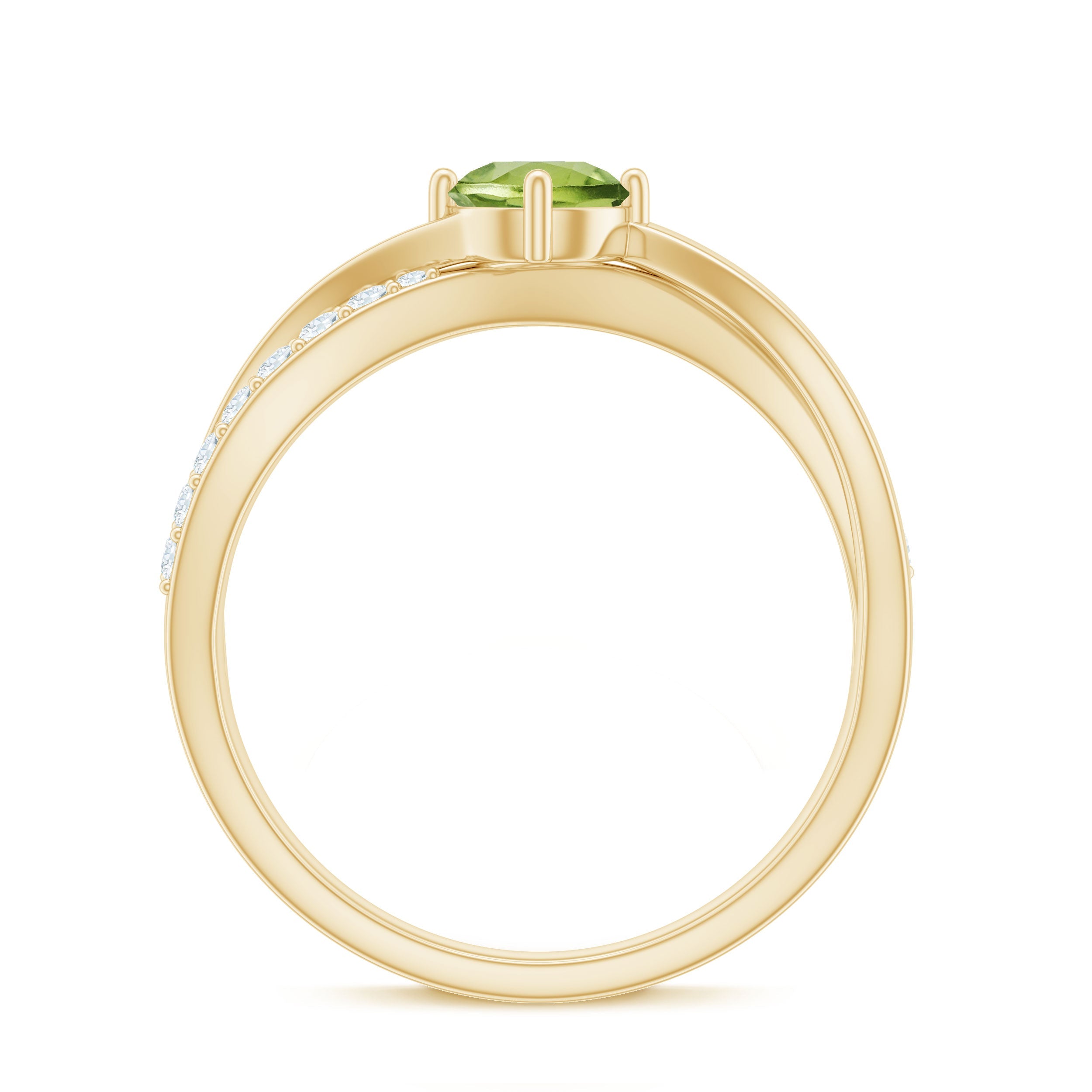 Natural 0.5 Carat Peridot Infinity Promise Ring with Diamond