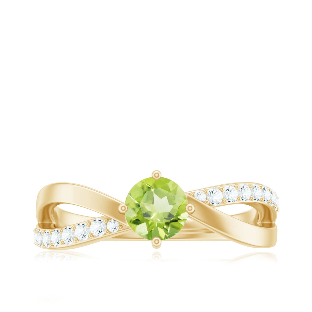 Natural 0.5 Carat Peridot Infinity Promise Ring with Diamond