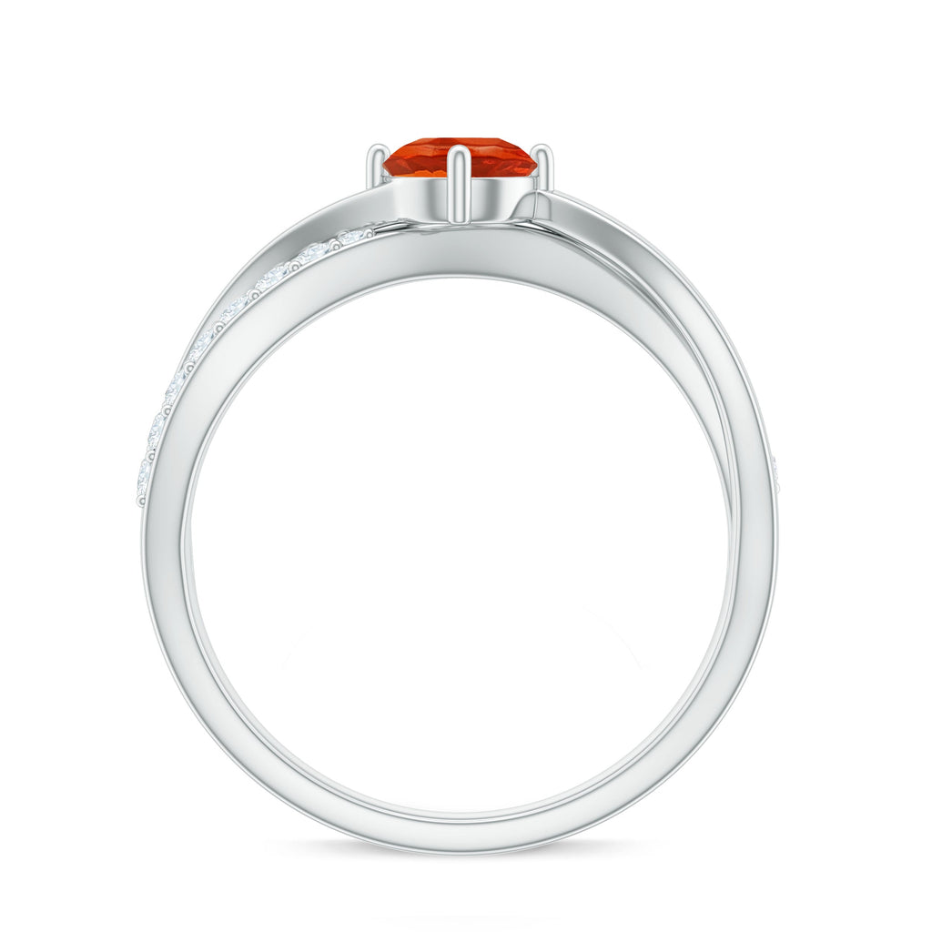 0.4 Carat Fire Opal and Diamond Infinity Engagement Ring
