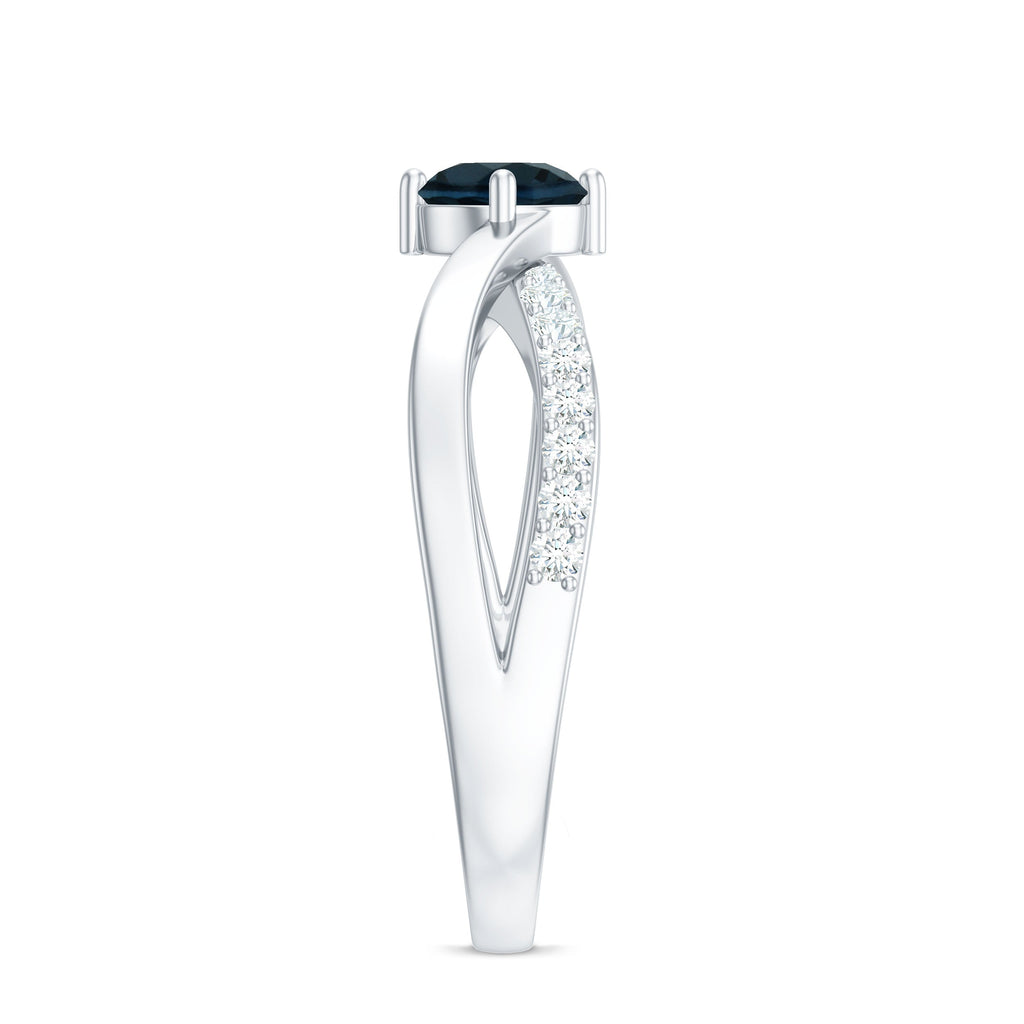 Certified London Blue Topaz Proposal Ring With Diamond