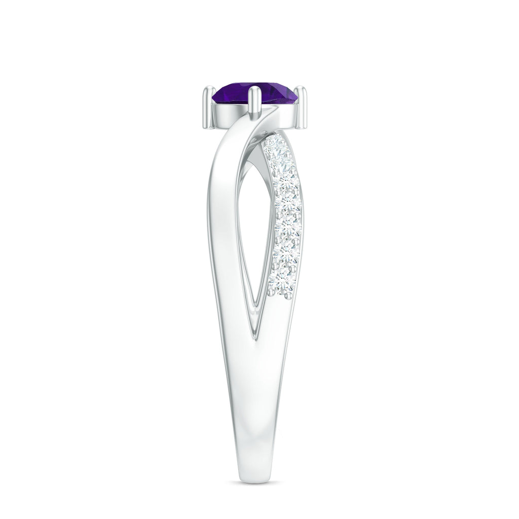 Real Amethyst Diamond Infinity Engagement Ring for Women