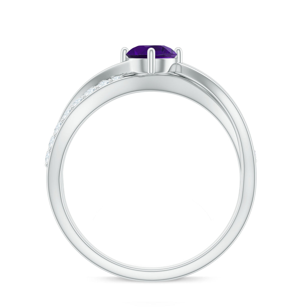 Real Amethyst Diamond Infinity Engagement Ring for Women