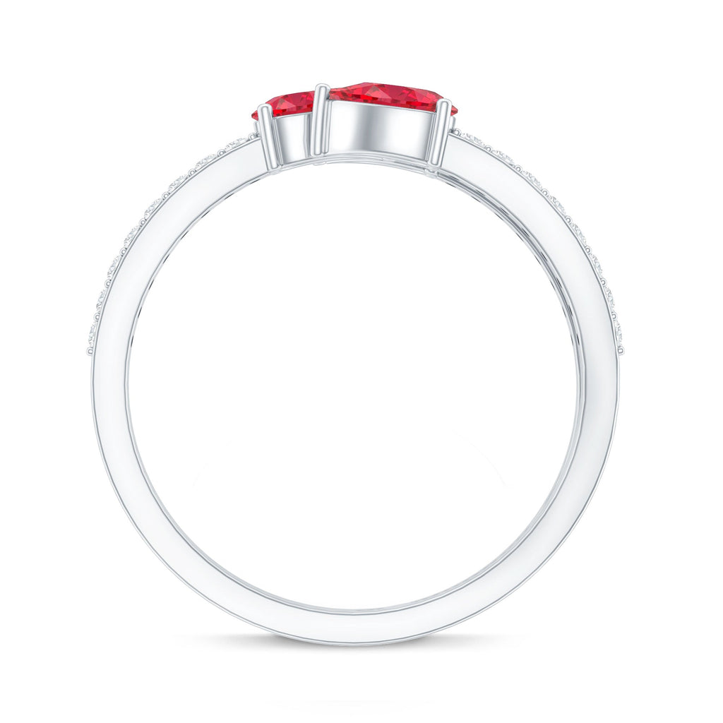 Pear Shaped Lab Grown Ruby 3 Stone Anniversary Ring