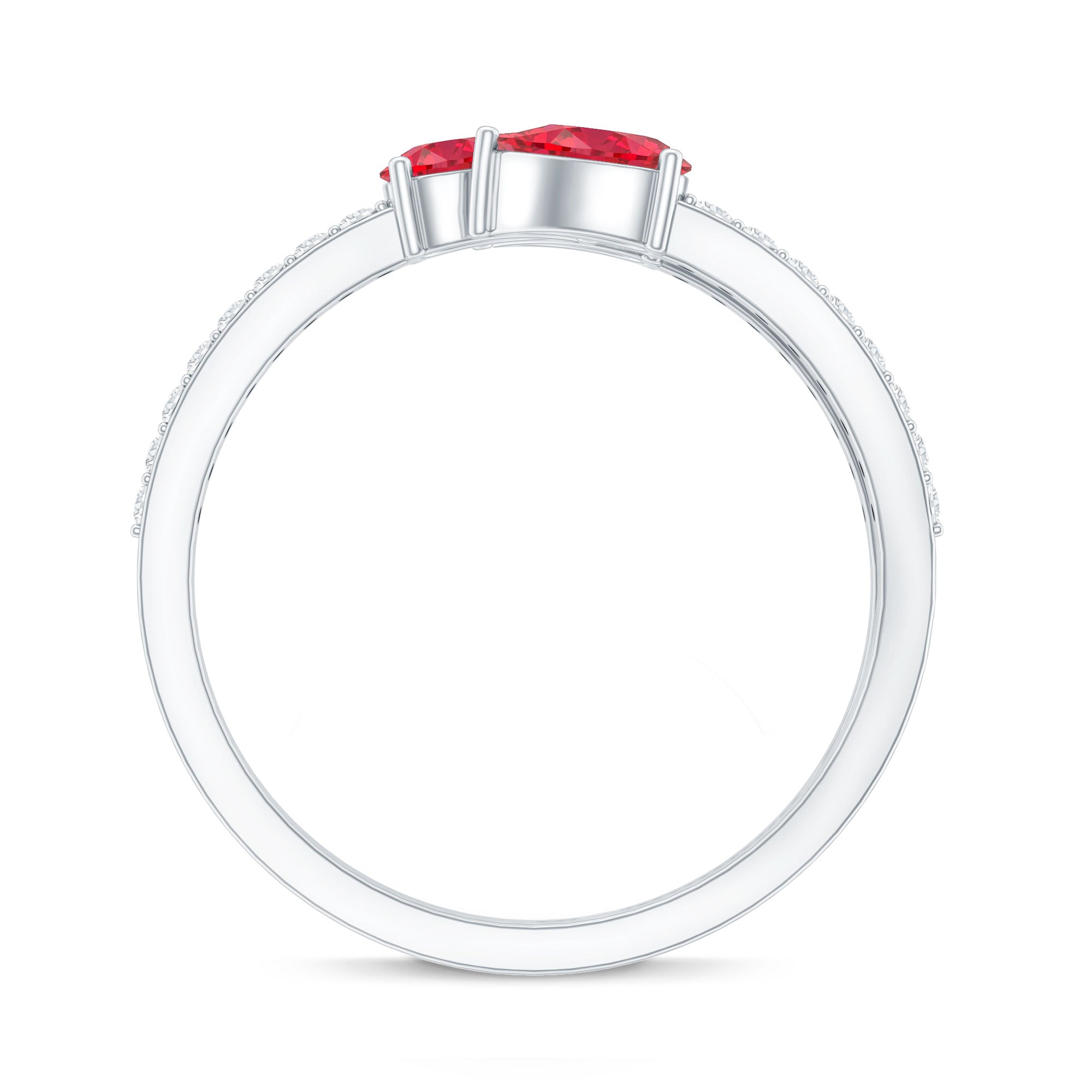 Pear Shaped Lab Grown Ruby 3 Stone Anniversary Ring