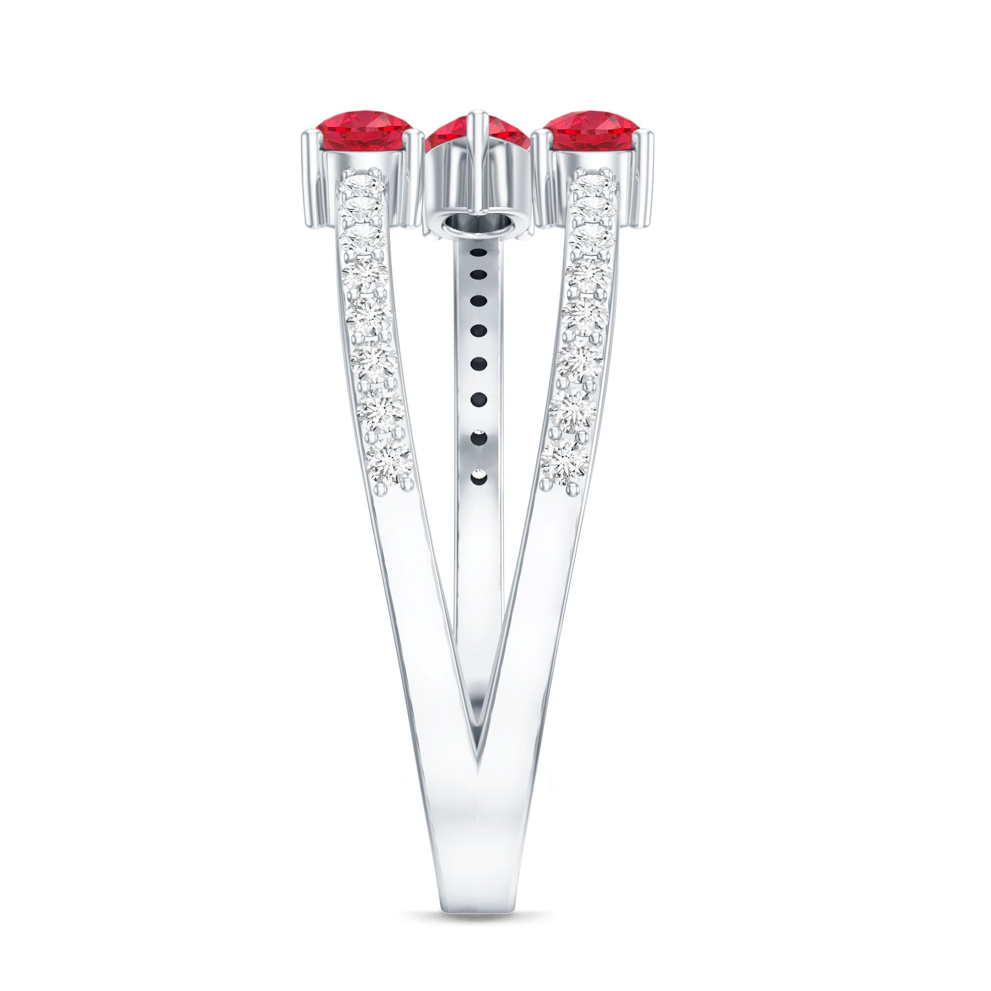 Pear Shaped Lab Grown Ruby 3 Stone Anniversary Ring