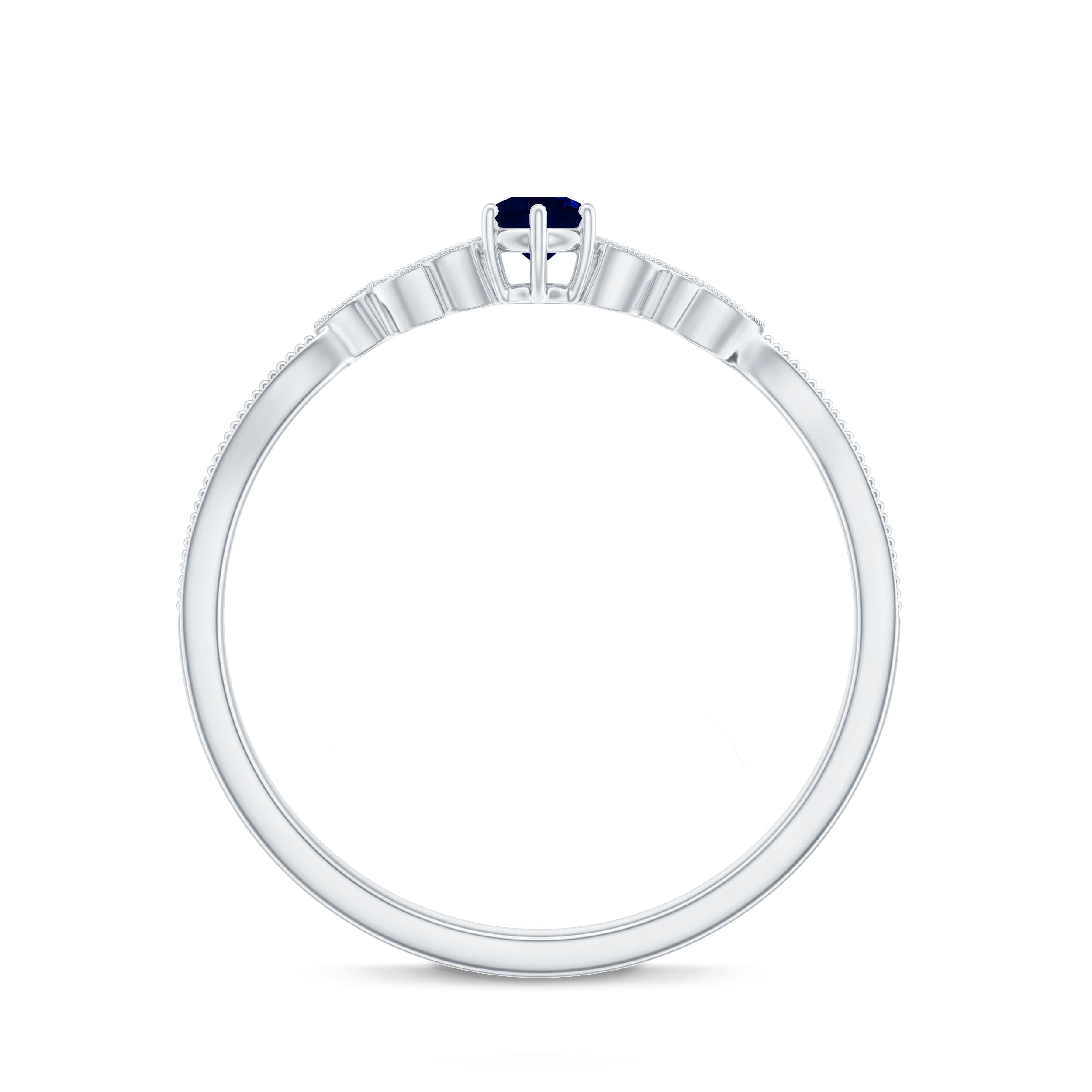Real Blue Sapphire and Diamond Leaf Inspired Promise Ring