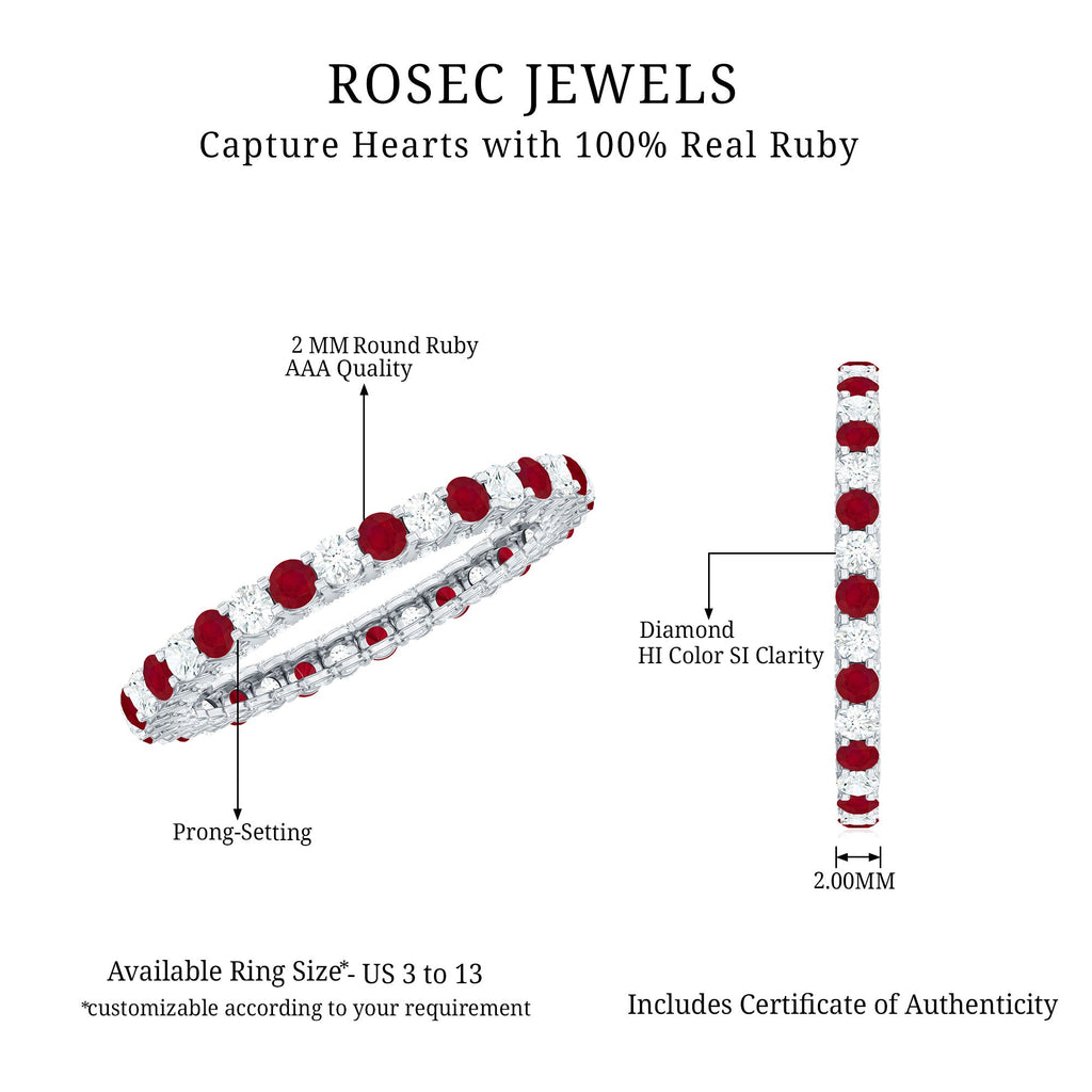 Natural Ruby Diamond Eternity Ring for Anniversary