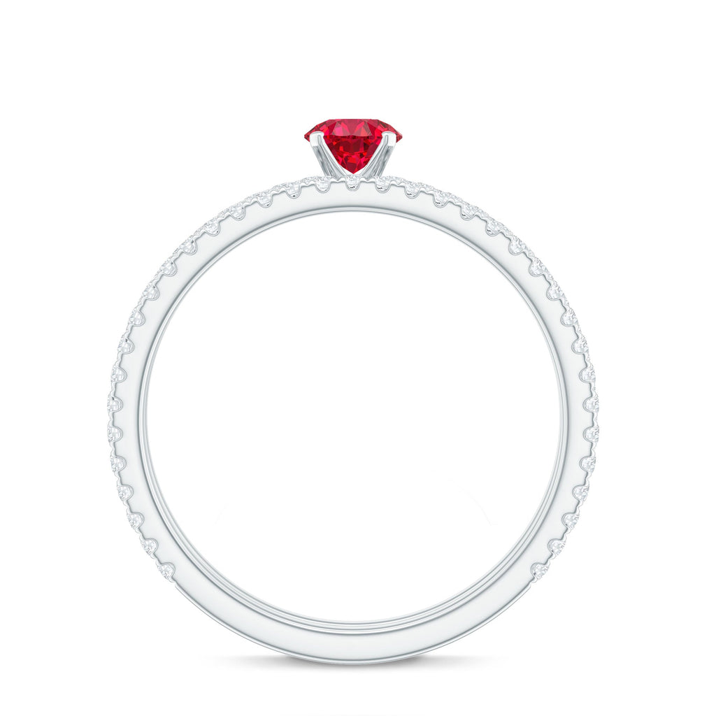 Simple Lab Created Ruby and Diamond Wedding Ring Set