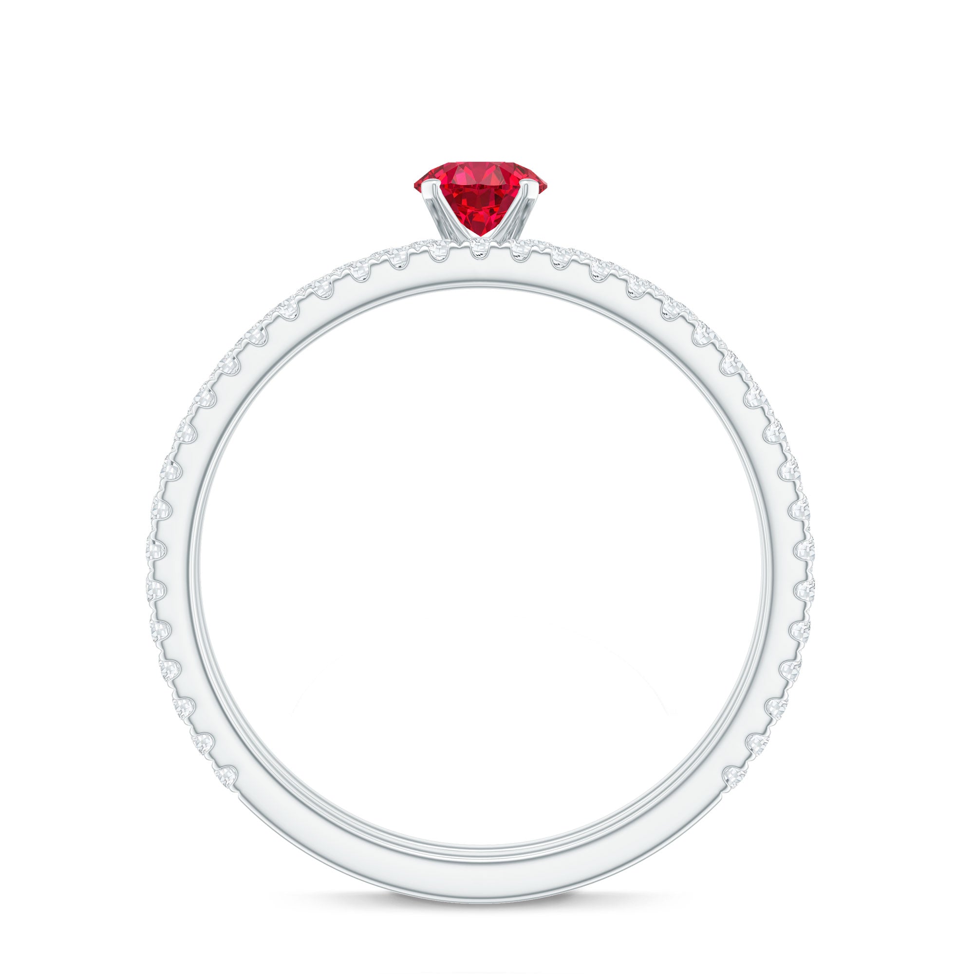 Simple Lab Created Ruby and Diamond Wedding Ring Set