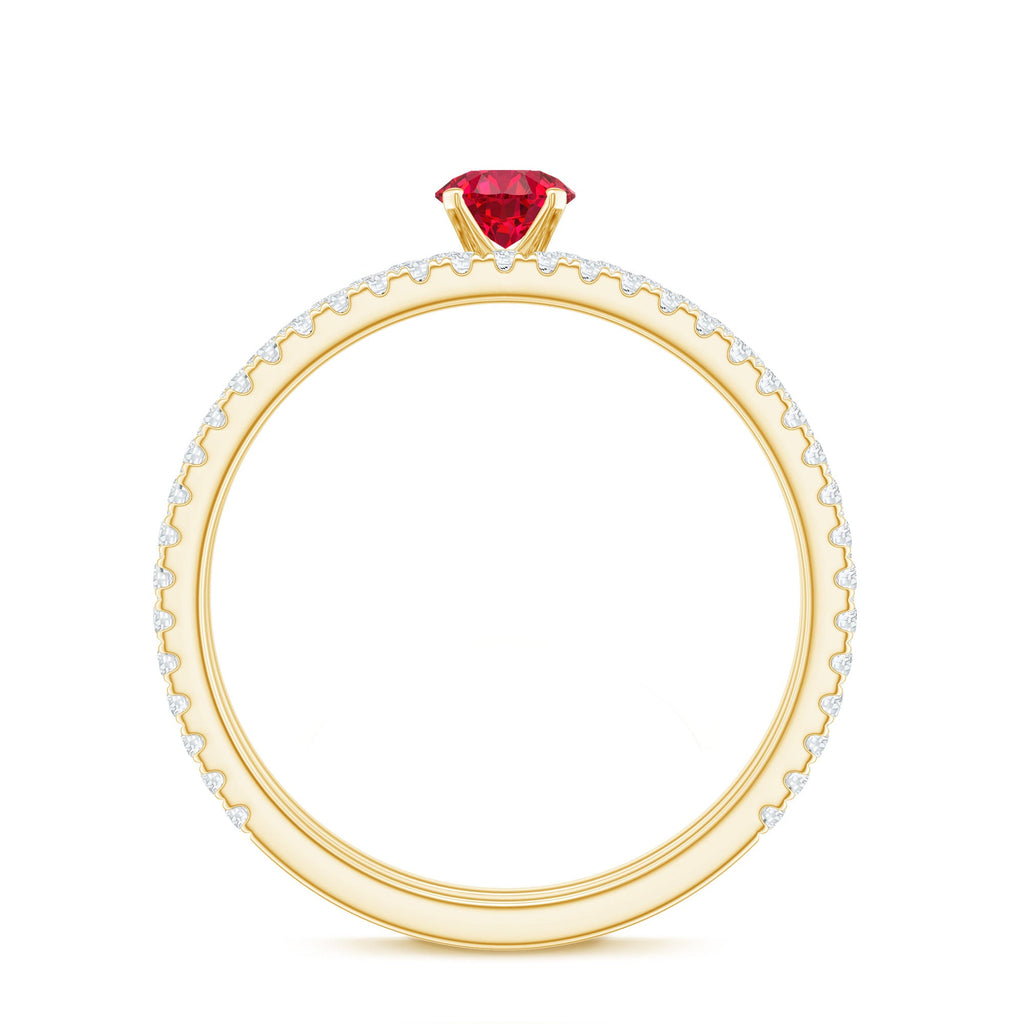 Simple Lab Created Ruby and Diamond Wedding Ring Set